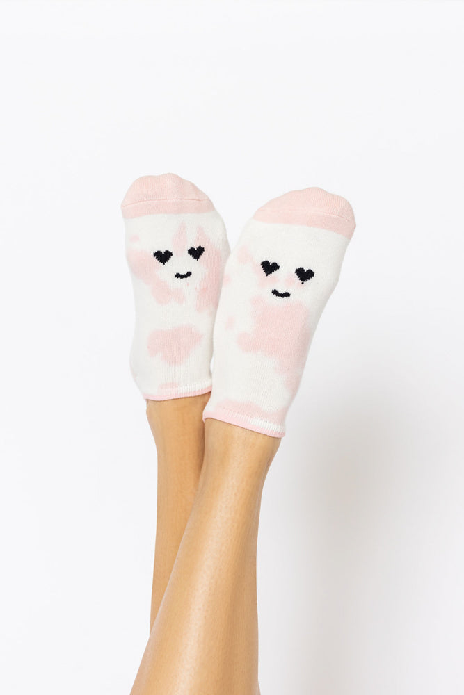 Heart Eyes Low Rise Socks - Pink Tie Dye