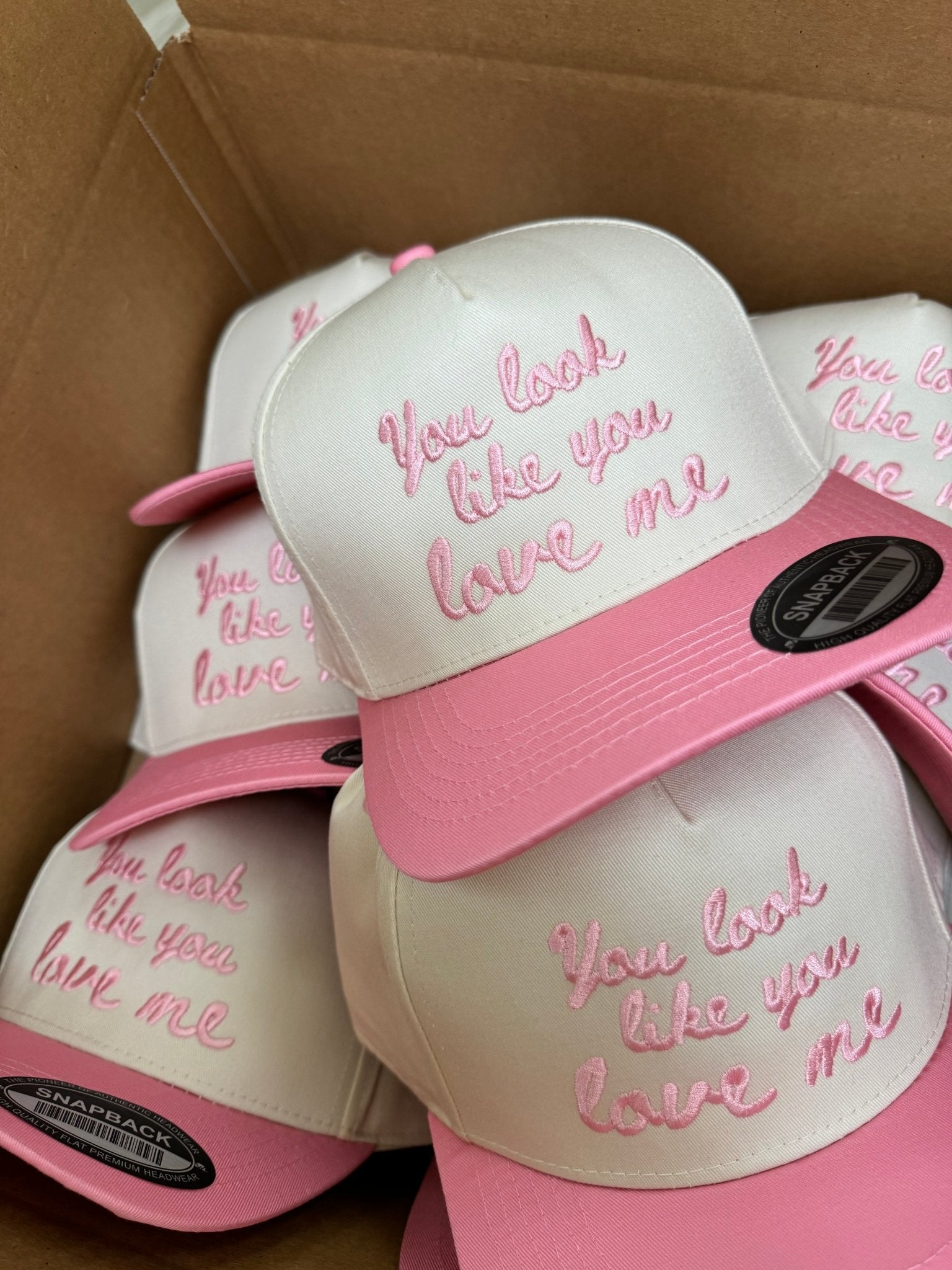 KenzKustomz You Look Like You Love Me - Pink Vintage Trucker Hat