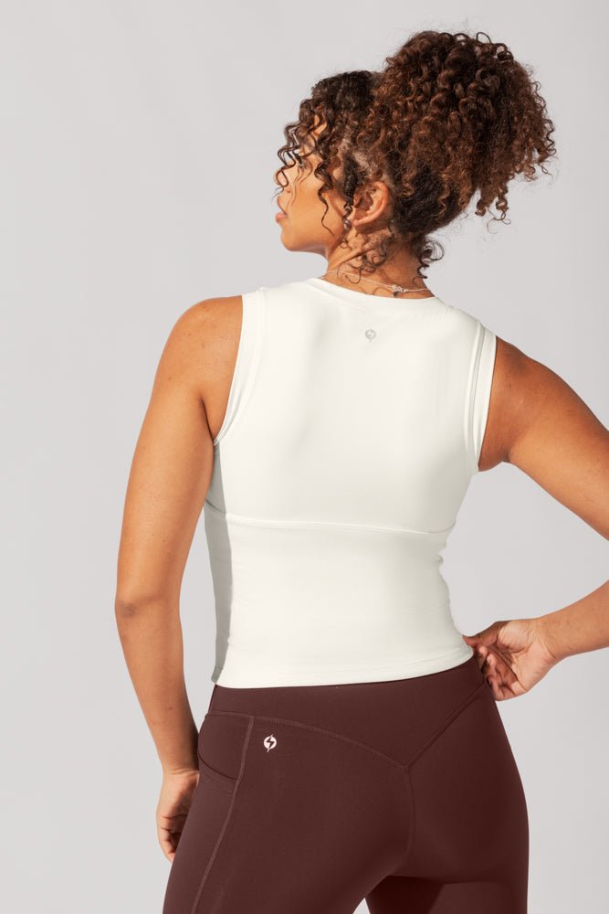 POPFLEX® Peekaboo Crew Tank - Coconut Cream