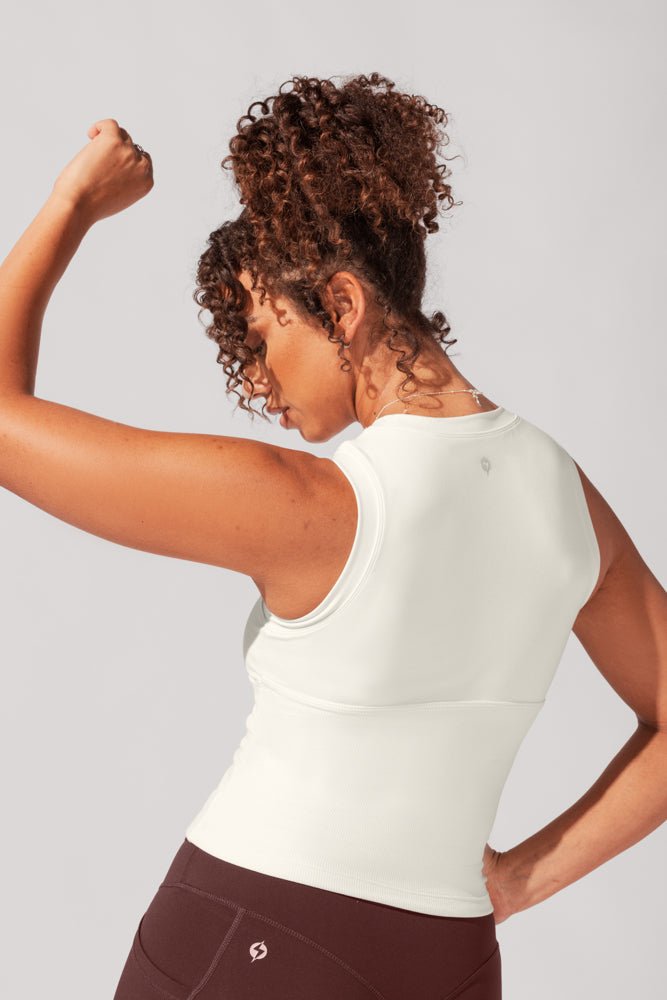 POPFLEX® Peekaboo Crew Tank - Coconut Cream