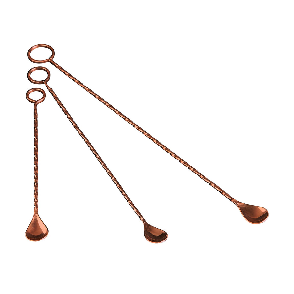 Sertodo Ringer copper bar spoons in three lengths on white