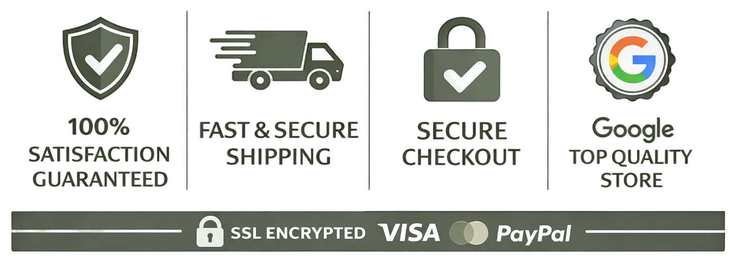 Set of icons and text representing various assurances on a white background