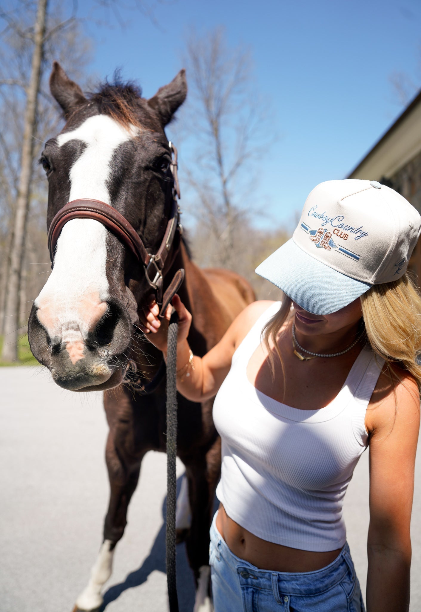 KenzKustomz Cowboy Country Club - Denim Vintage Trucker Hat