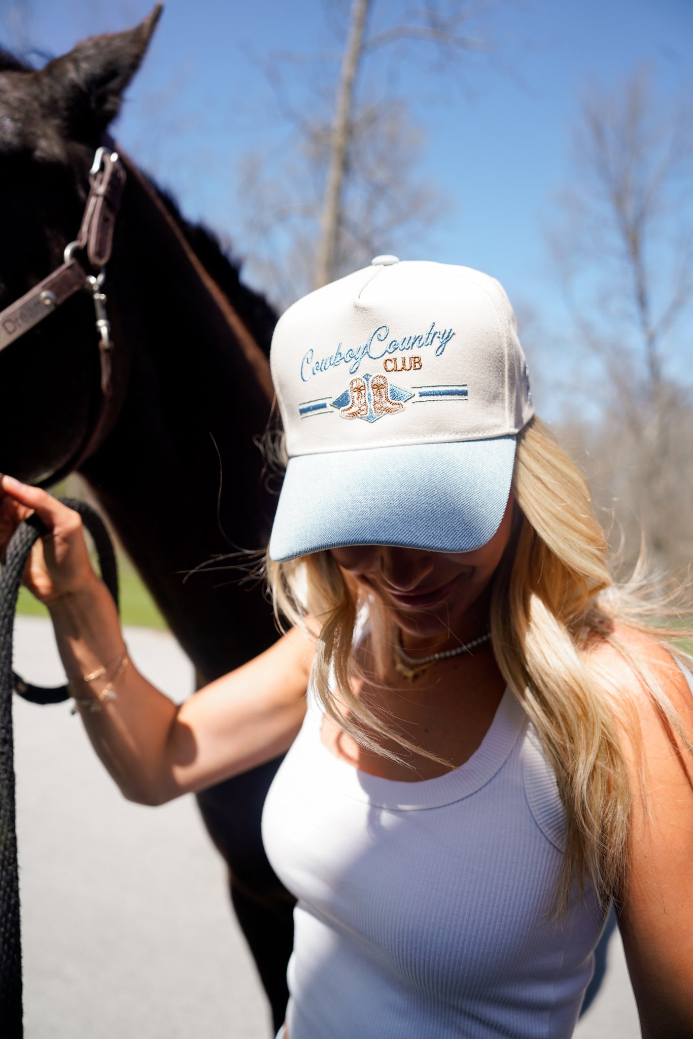 KenzKustomz Cowboy Country Club - Denim Vintage Trucker Hat