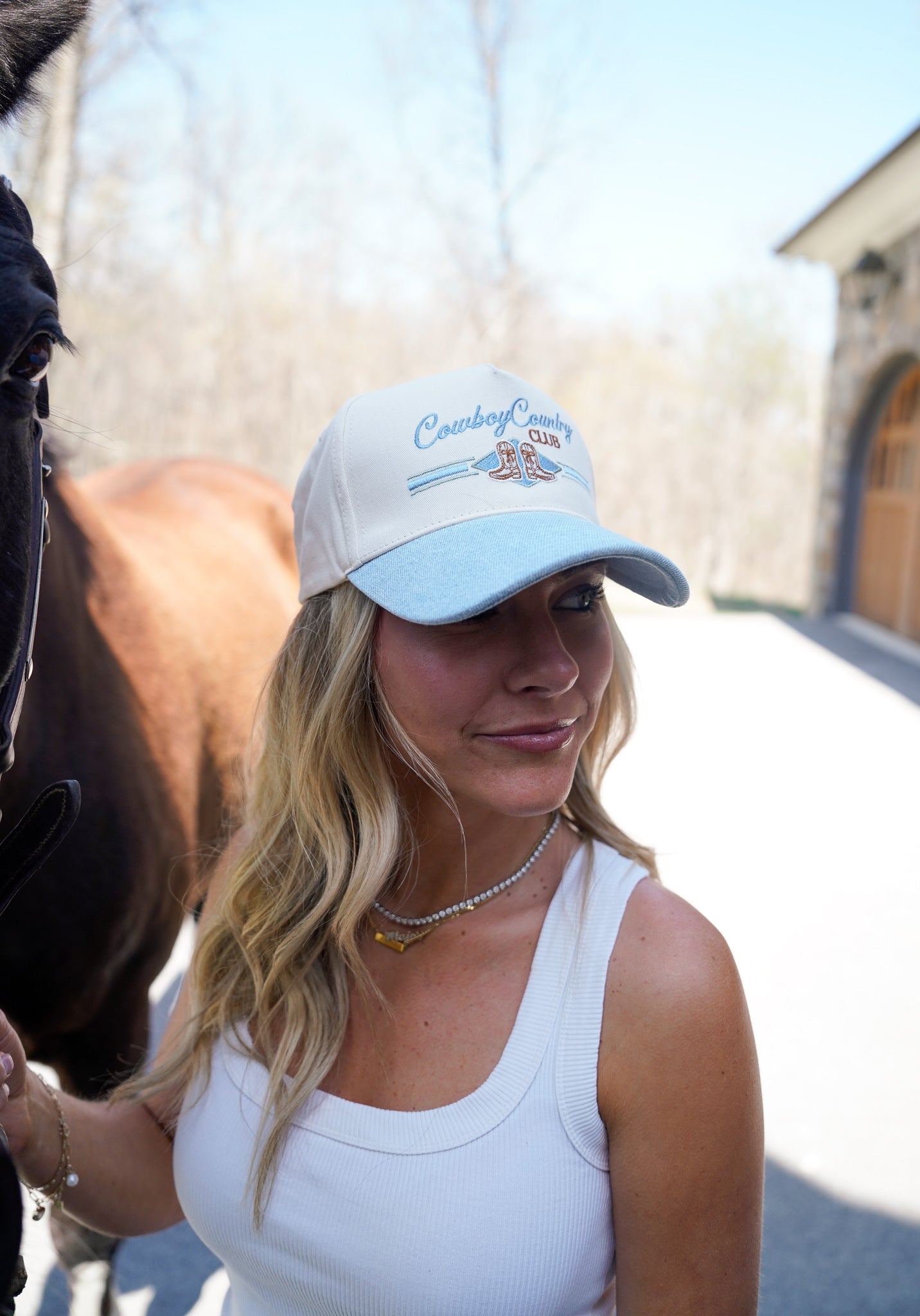 KenzKustomz Cowboy Country Club - Denim Vintage Trucker Hat