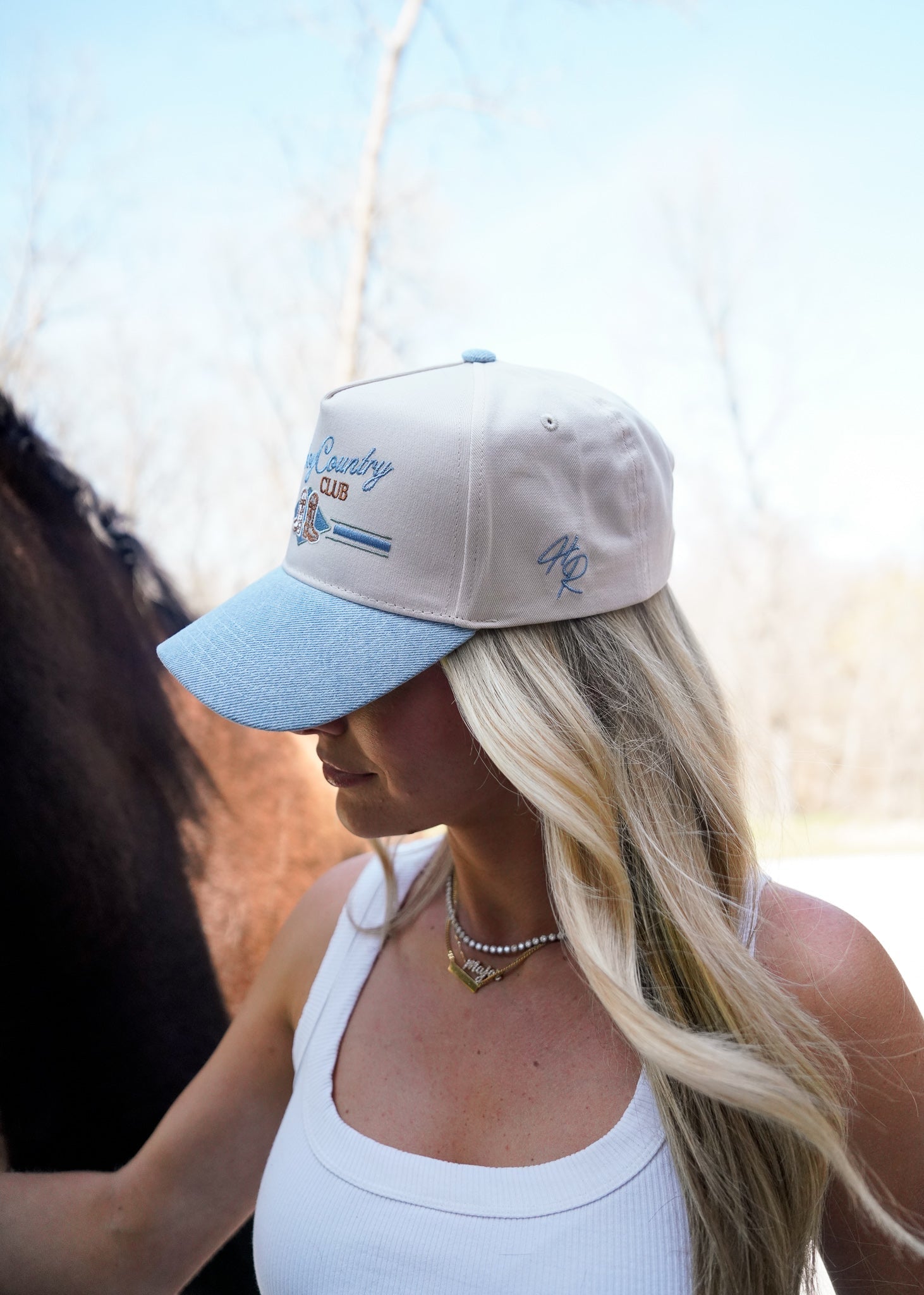 KenzKustomz Cowboy Country Club - Denim Vintage Trucker Hat