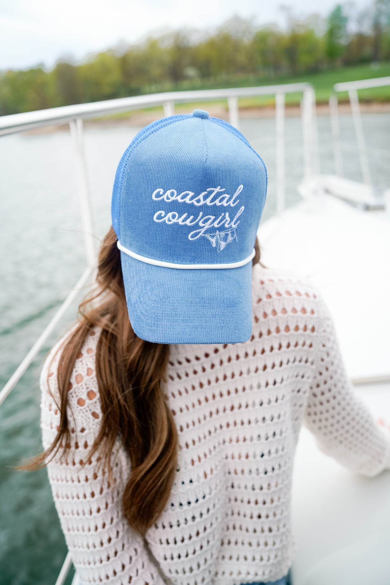 KenzKustomz Coastal Cowgirl - Blue Corduroy Trucker Hat