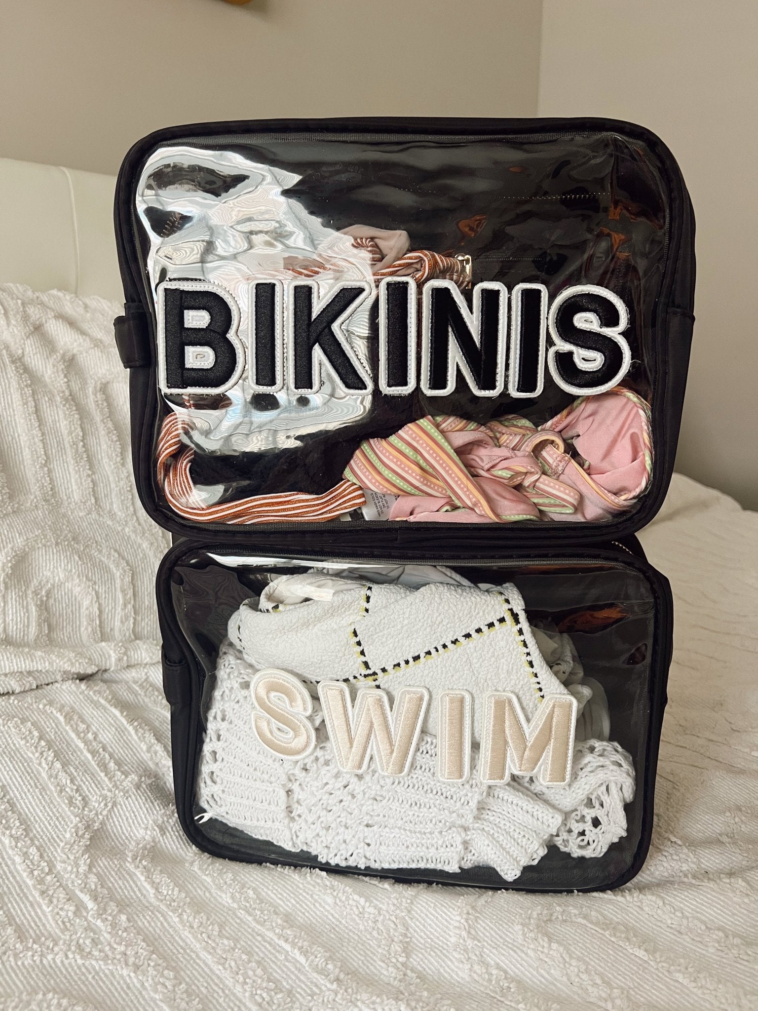 KenzKustomz Swim Clear XL - Black w Beige Rolled Patches