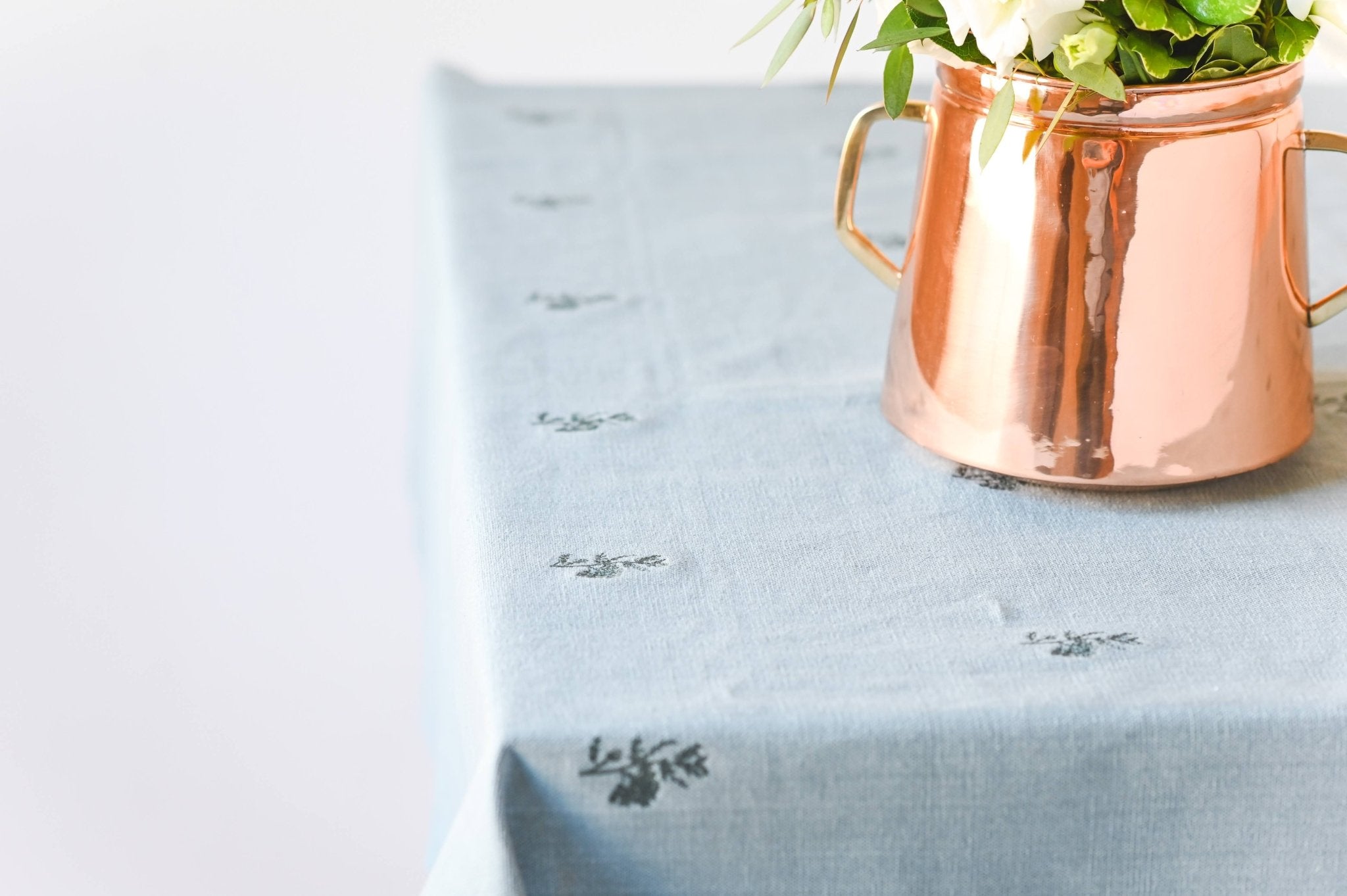 Galley & Fen Blue Fleur Embroidered Tablecloth by Galley and Fen
