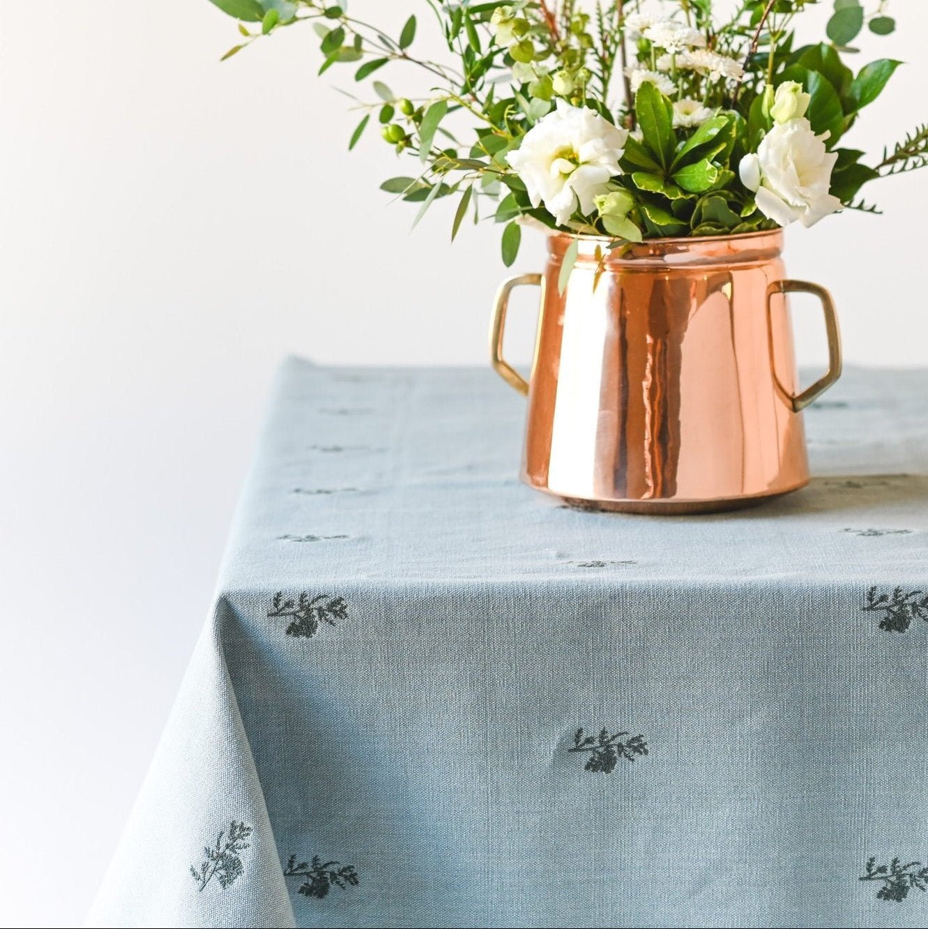 Galley & Fen Blue Fleur Embroidered Tablecloth by Galley and Fen