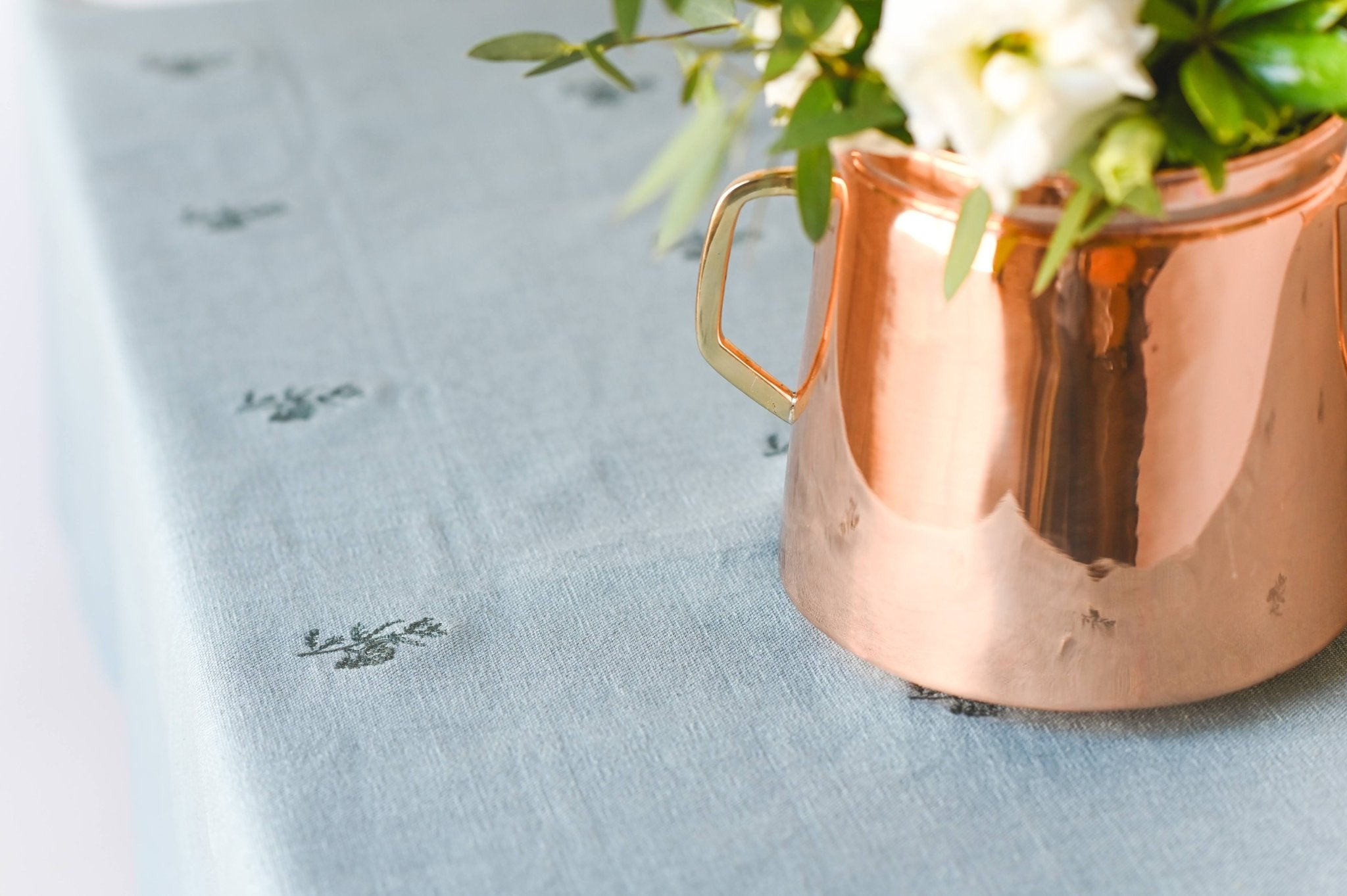 Galley & Fen Blue Fleur Embroidered Tablecloth by Galley and Fen