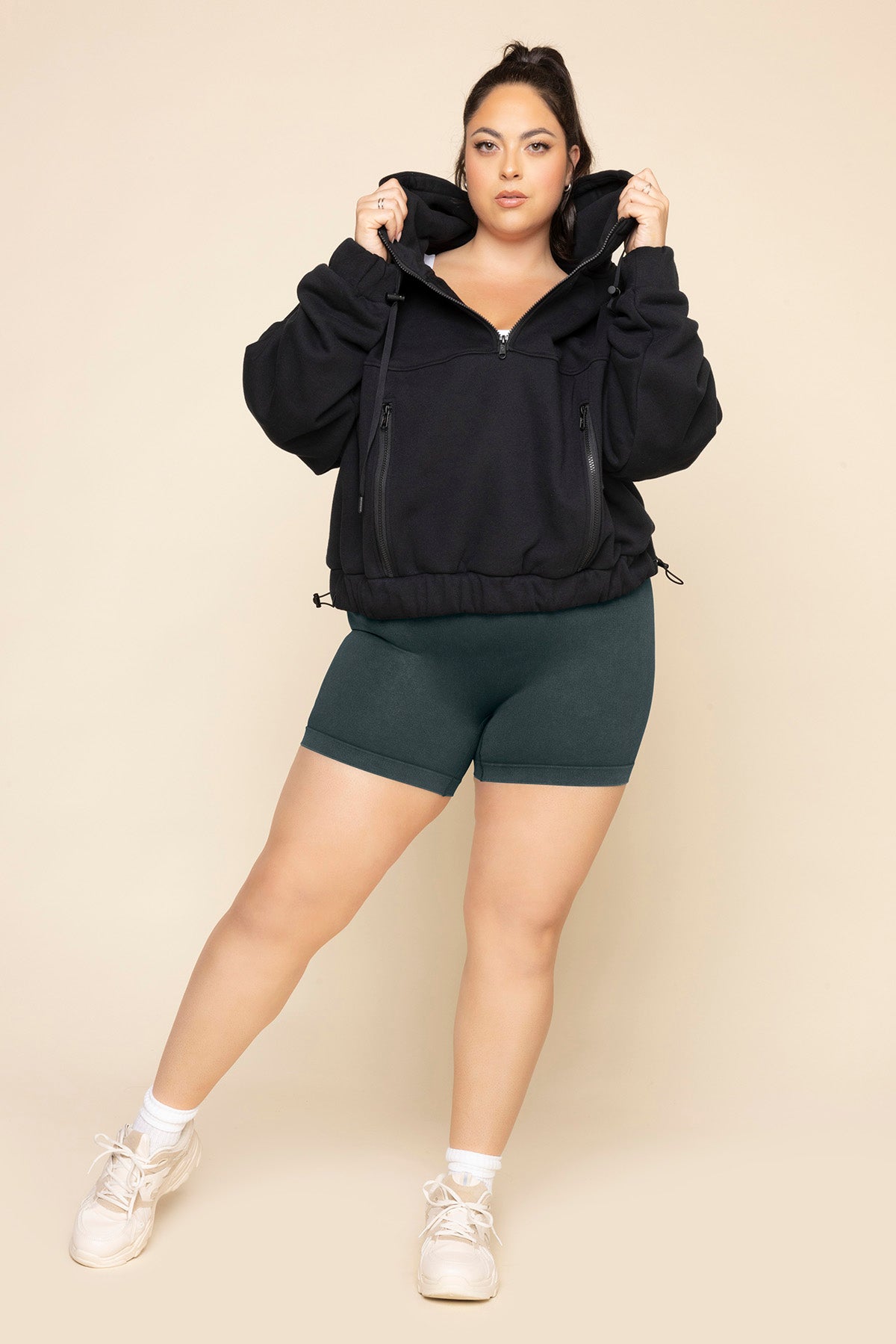 POPFLEX® Half Zip Warm Up Hoodie - Black