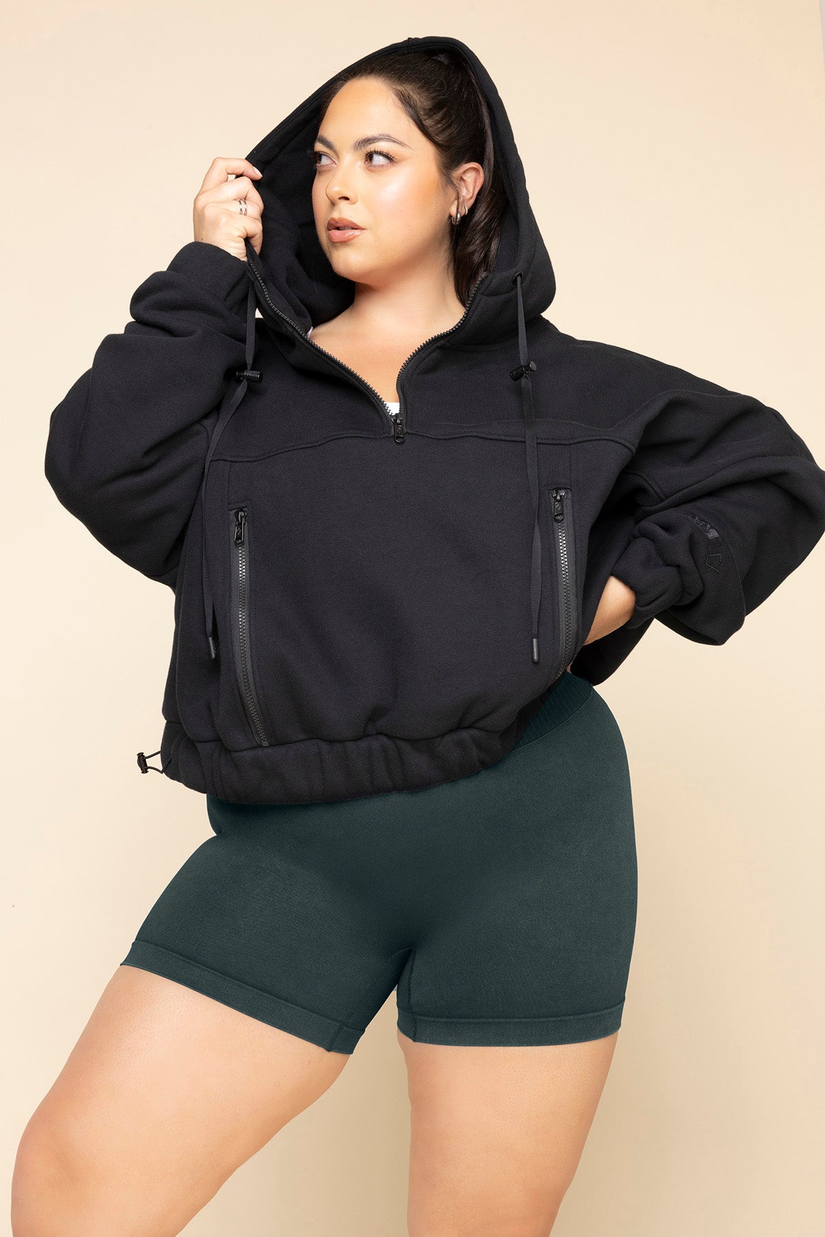 POPFLEX® Half Zip Warm Up Hoodie - Black