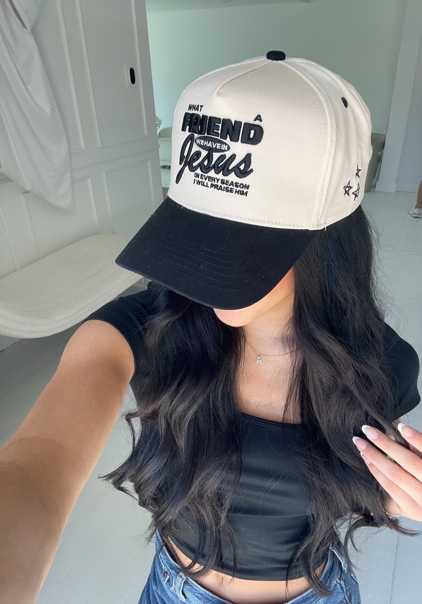 KenzKustomz Friend in Jesus - Black Vintage Trucker Hat