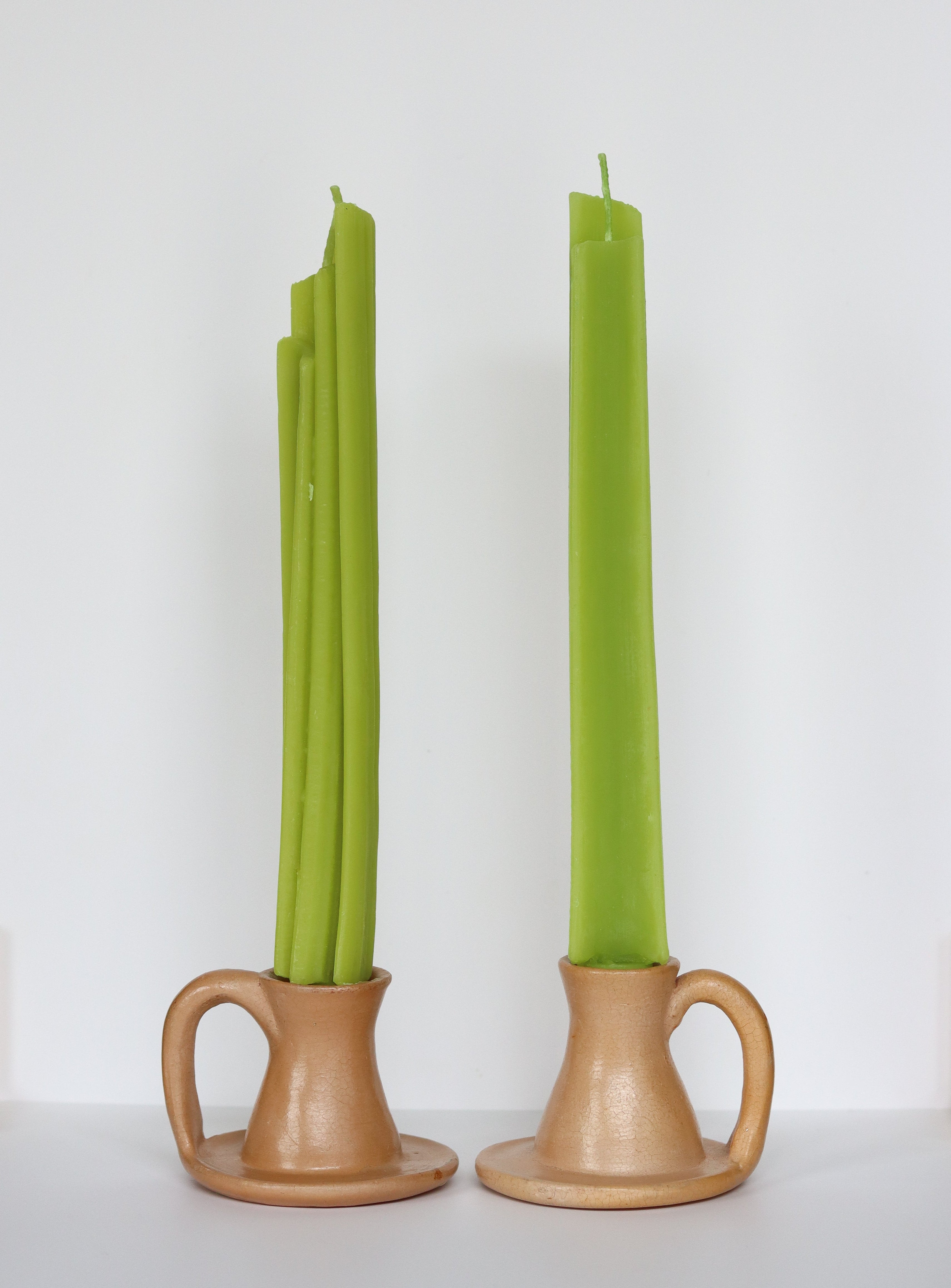 BEESWAX CELERY TAPER CANDLES - SET OF 2
