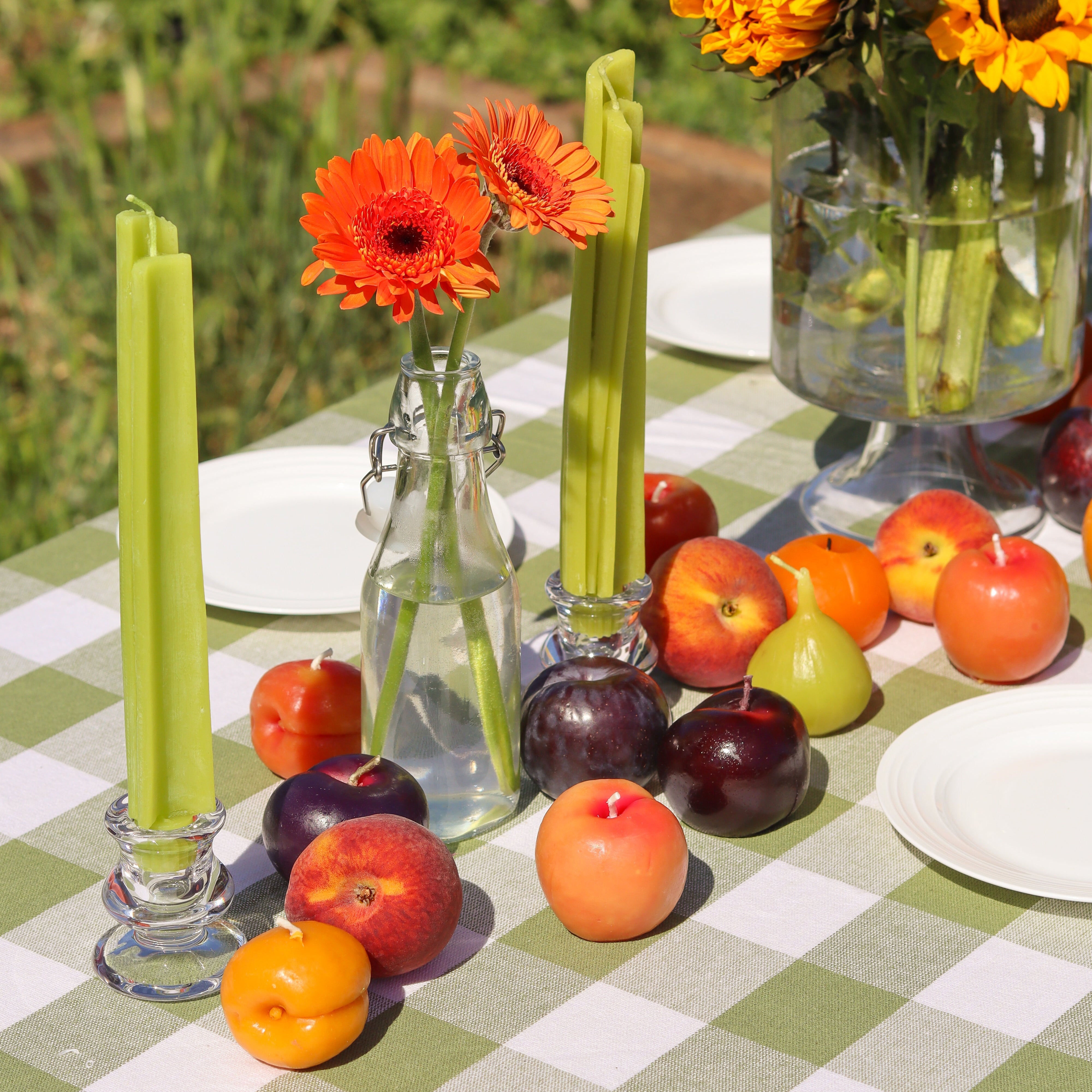 BEESWAX CELERY TAPER CANDLES - SET OF 2