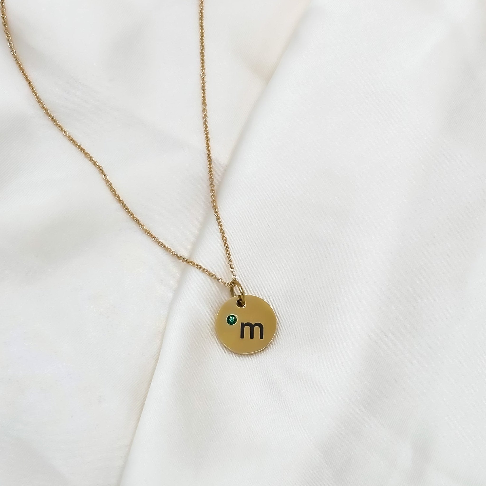 Rand Designs Custom Engraved Birthstone Disc Necklace