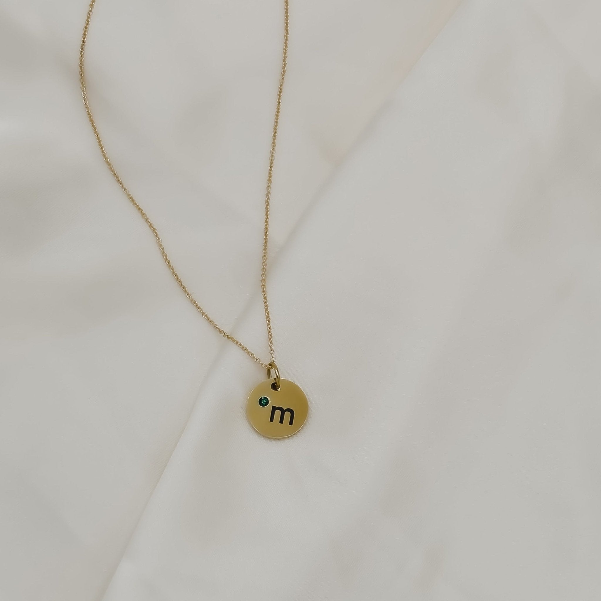 Rand Designs Custom Engraved Birthstone Disc Necklace