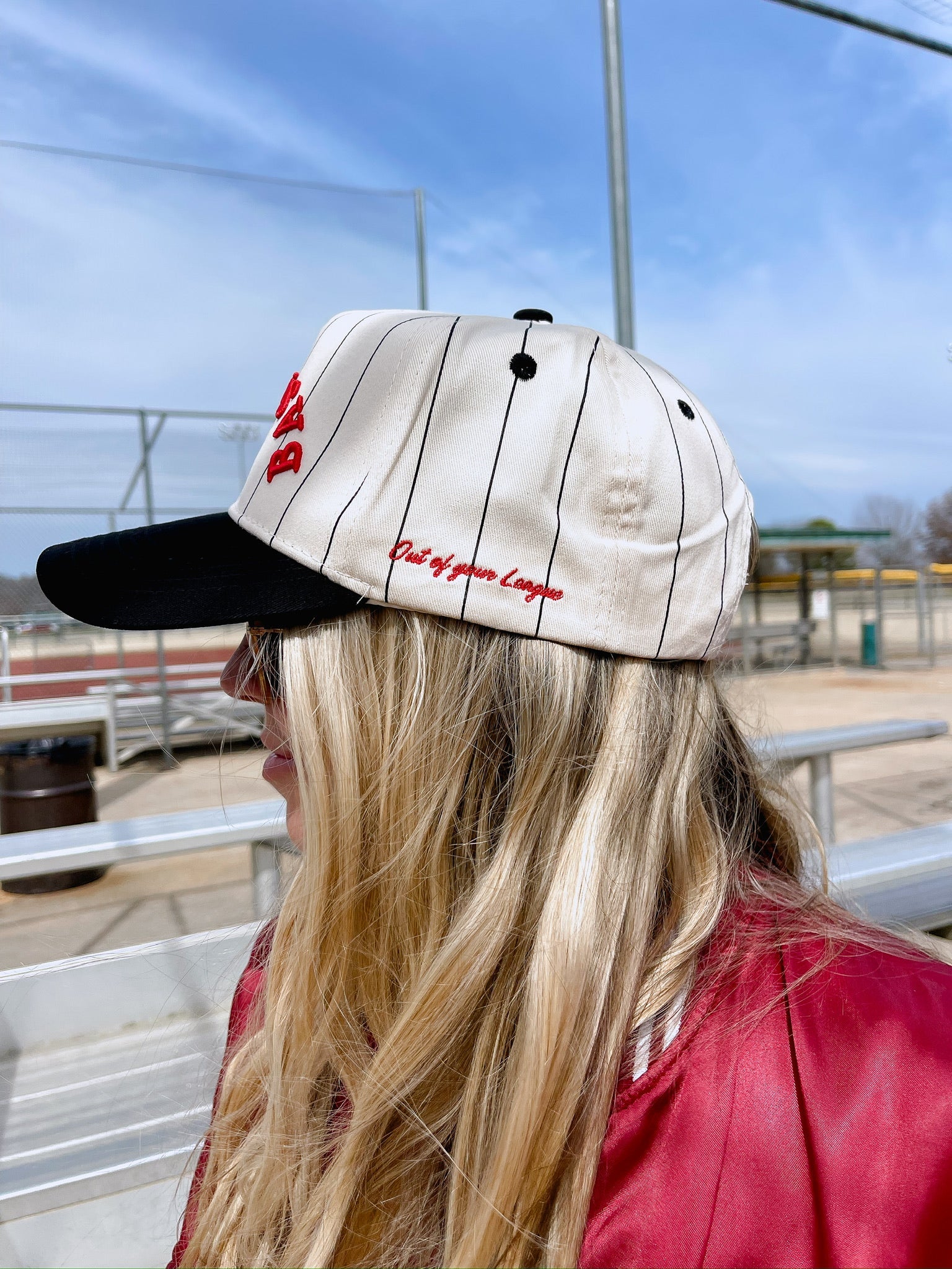 KenzKustomz BASEBALL - Red on Black Stripe Vintage Hat
