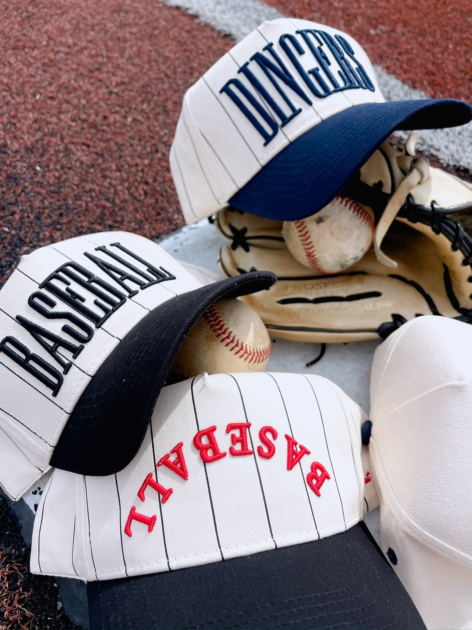 KenzKustomz BASEBALL - Red on Black Stripe Vintage Hat