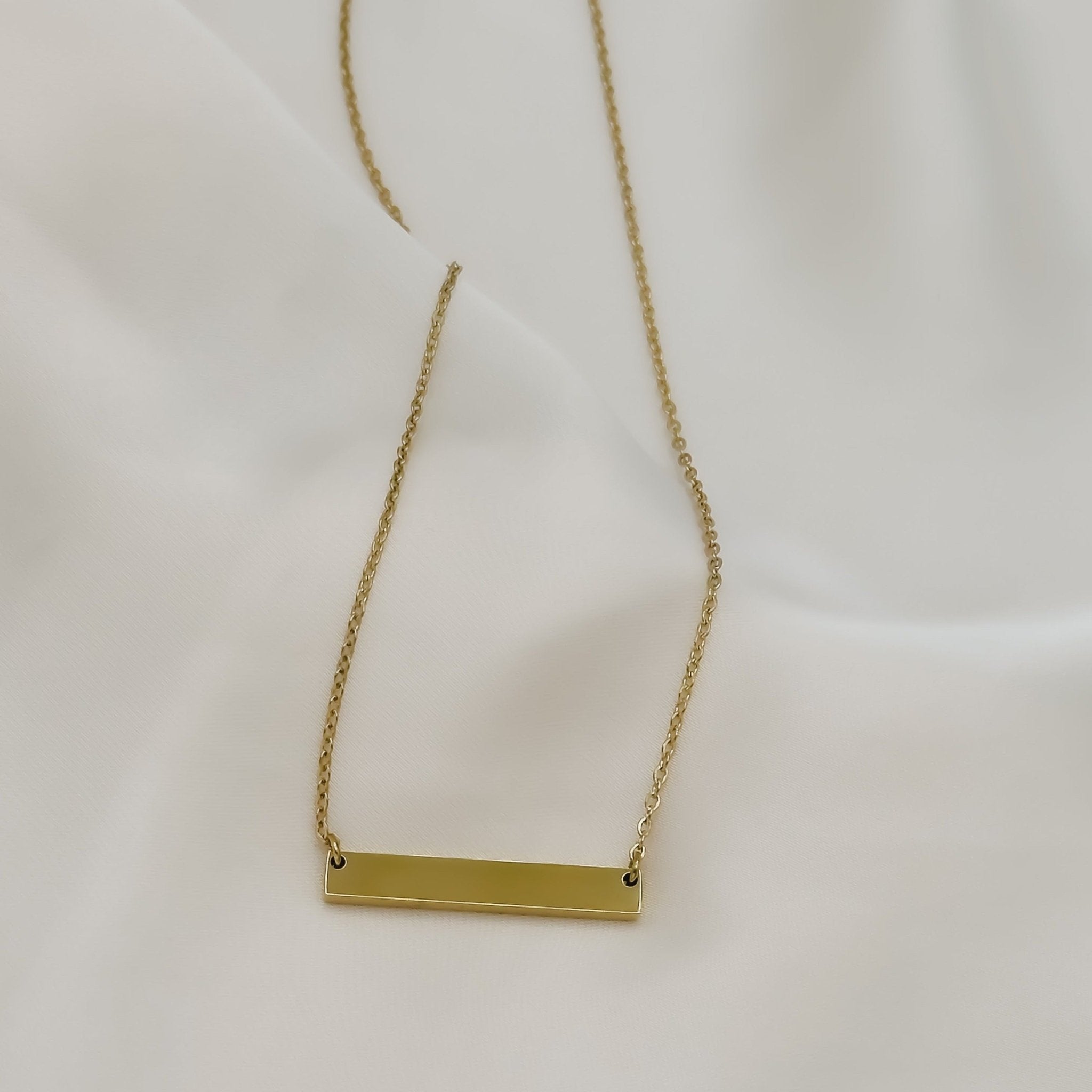 Rand Designs Custom Engraved Dainty Bar Necklace