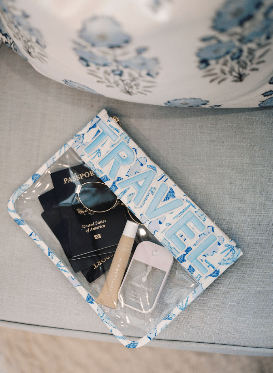 KenzKustomz Travel - Blue Bow Clear Pouch