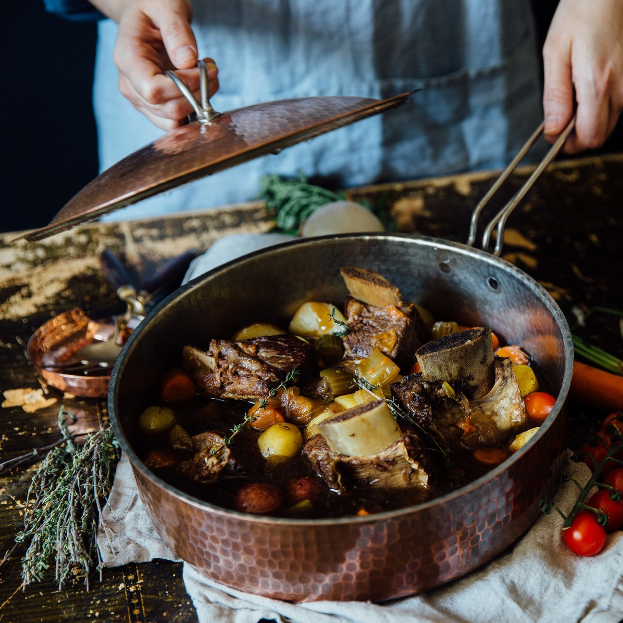 Copper Saute Pan With Lid, 3 quart