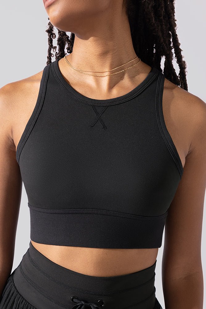 POPFLEX® Sweat Sesh Crop Top - Black