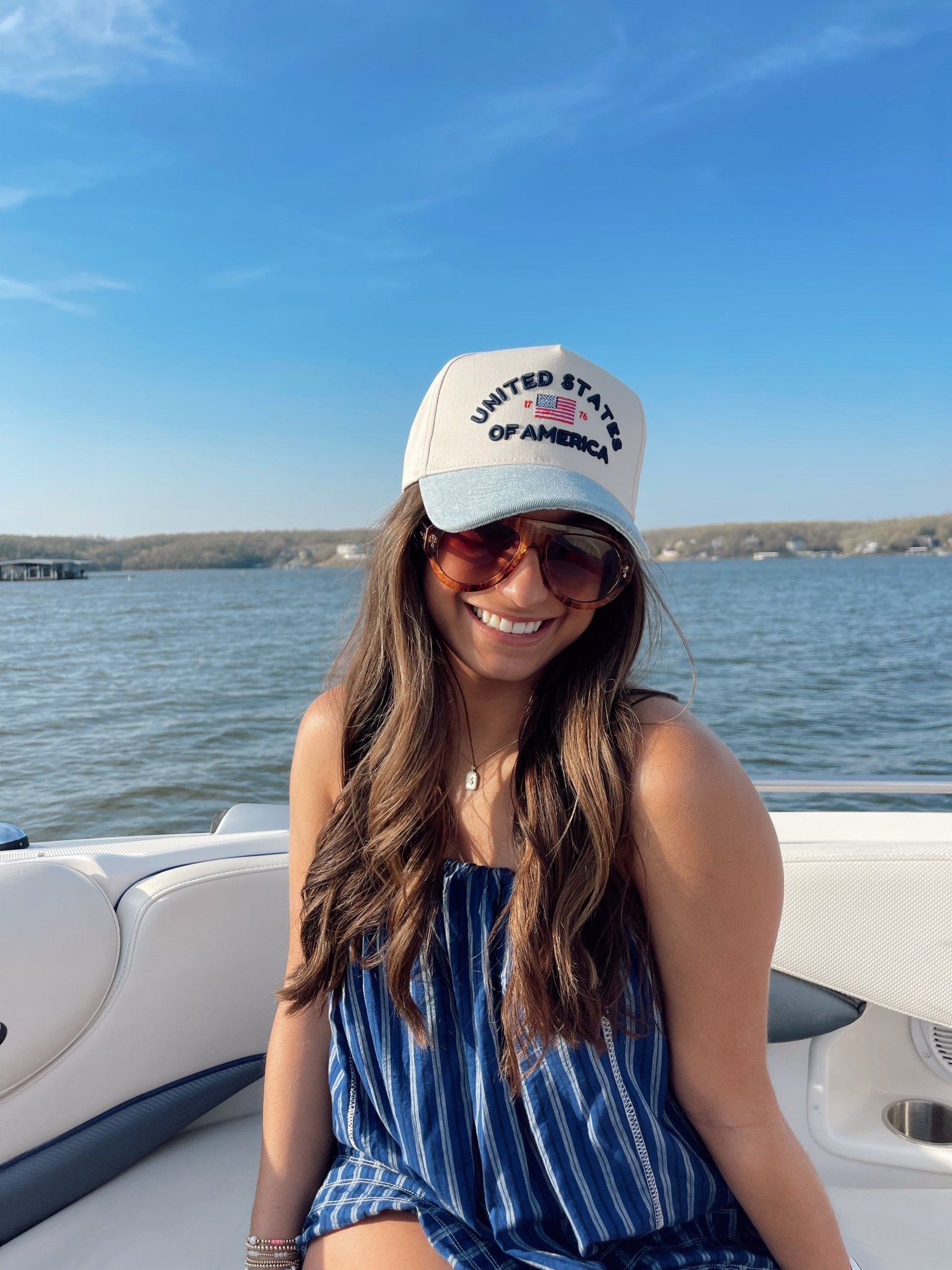 KenzKustomz United States of America - Denim Blue Vintage Trucker Hat