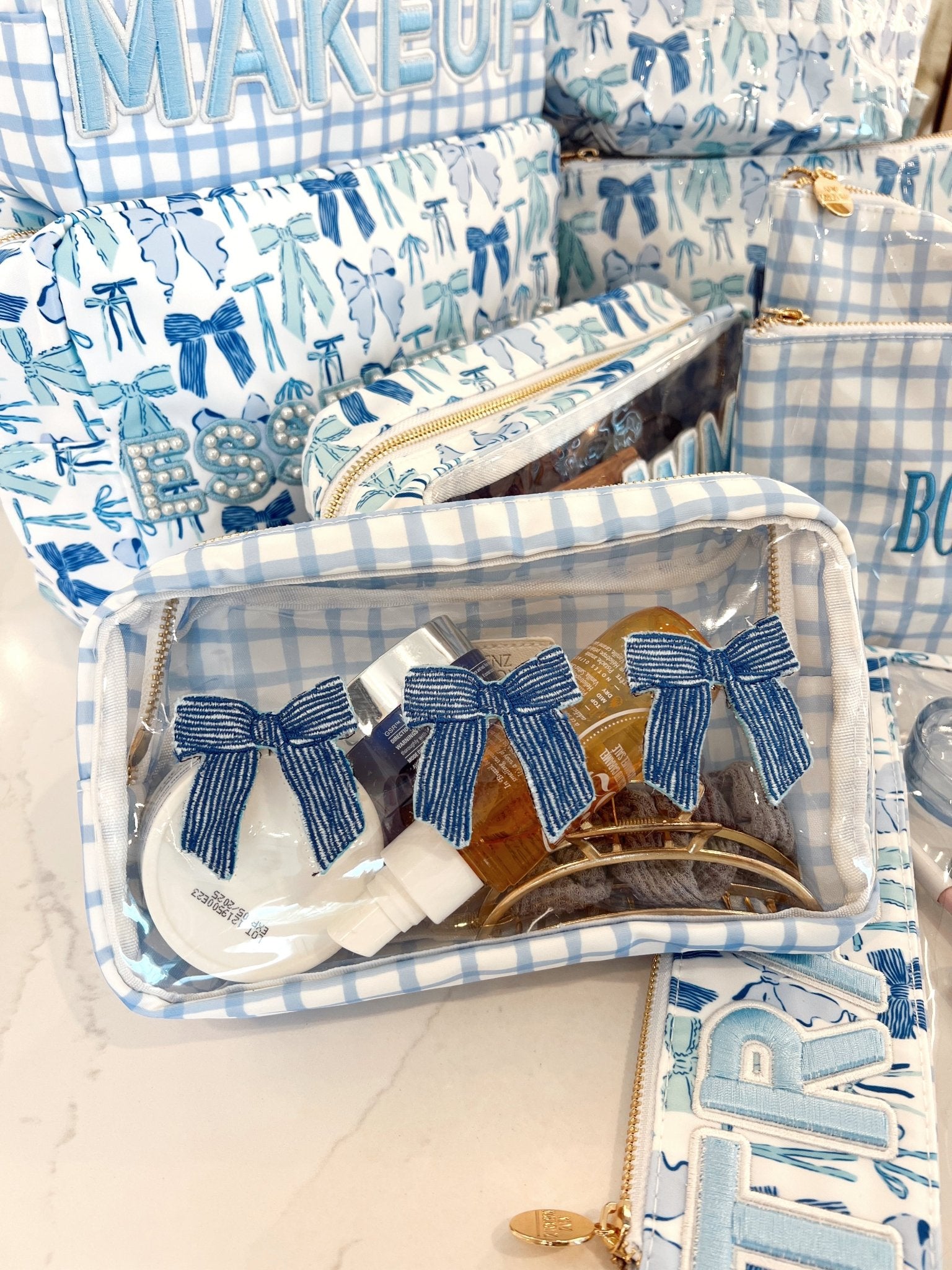 KenzKustomz 3 Bows - Blue Trellis Bag