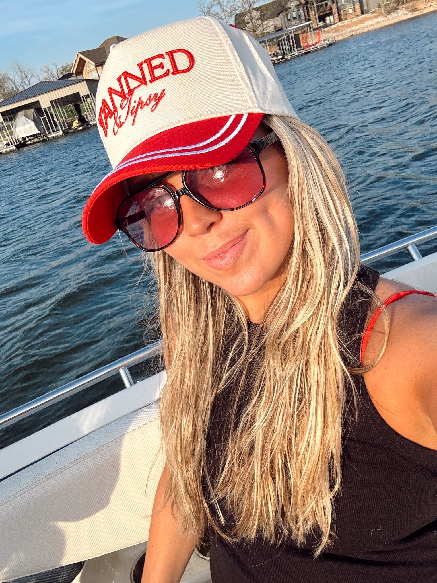 KenzKustomz Tanned & Tipsy - Red Vintage Trucker Hat
