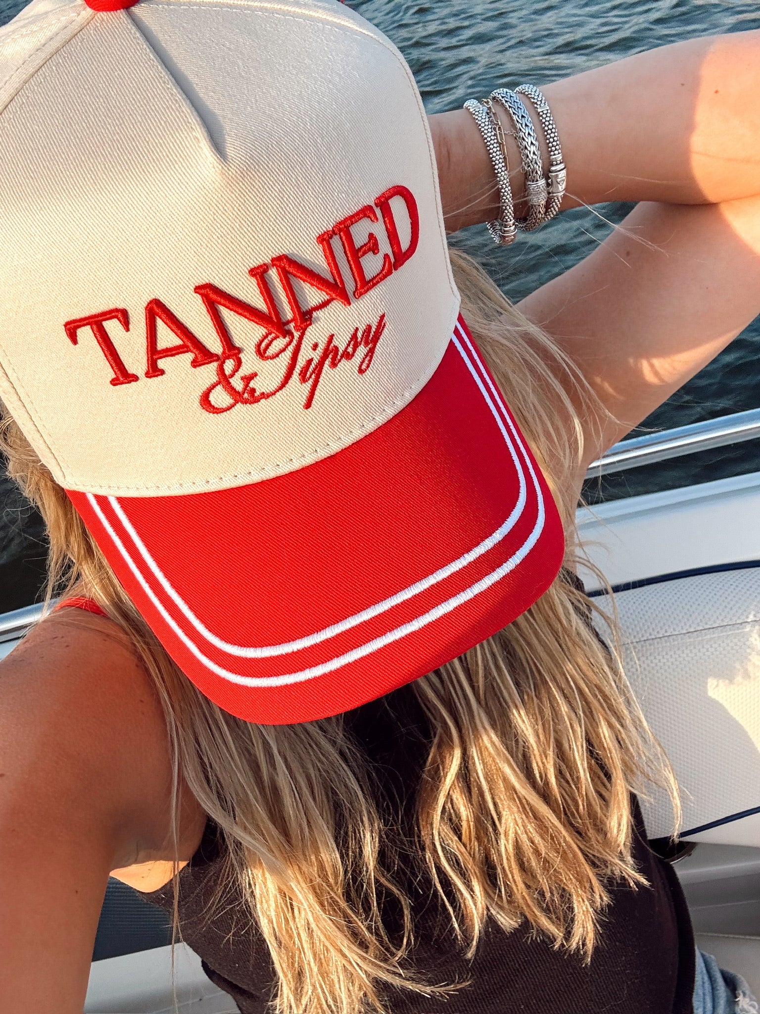 KenzKustomz Tanned & Tipsy - Red Vintage Trucker Hat