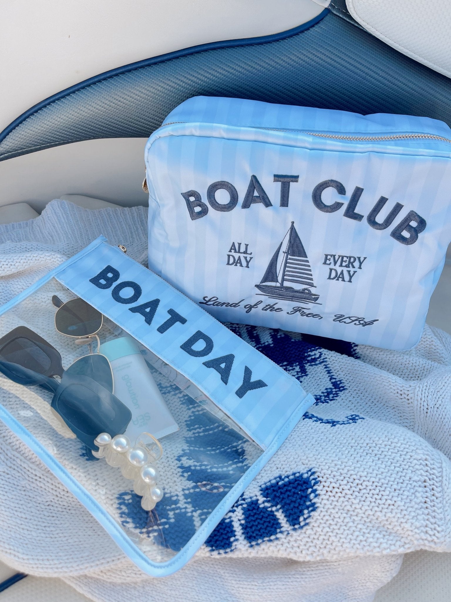 KenzKustomz Boat Club - Blue Stripes XL Bag