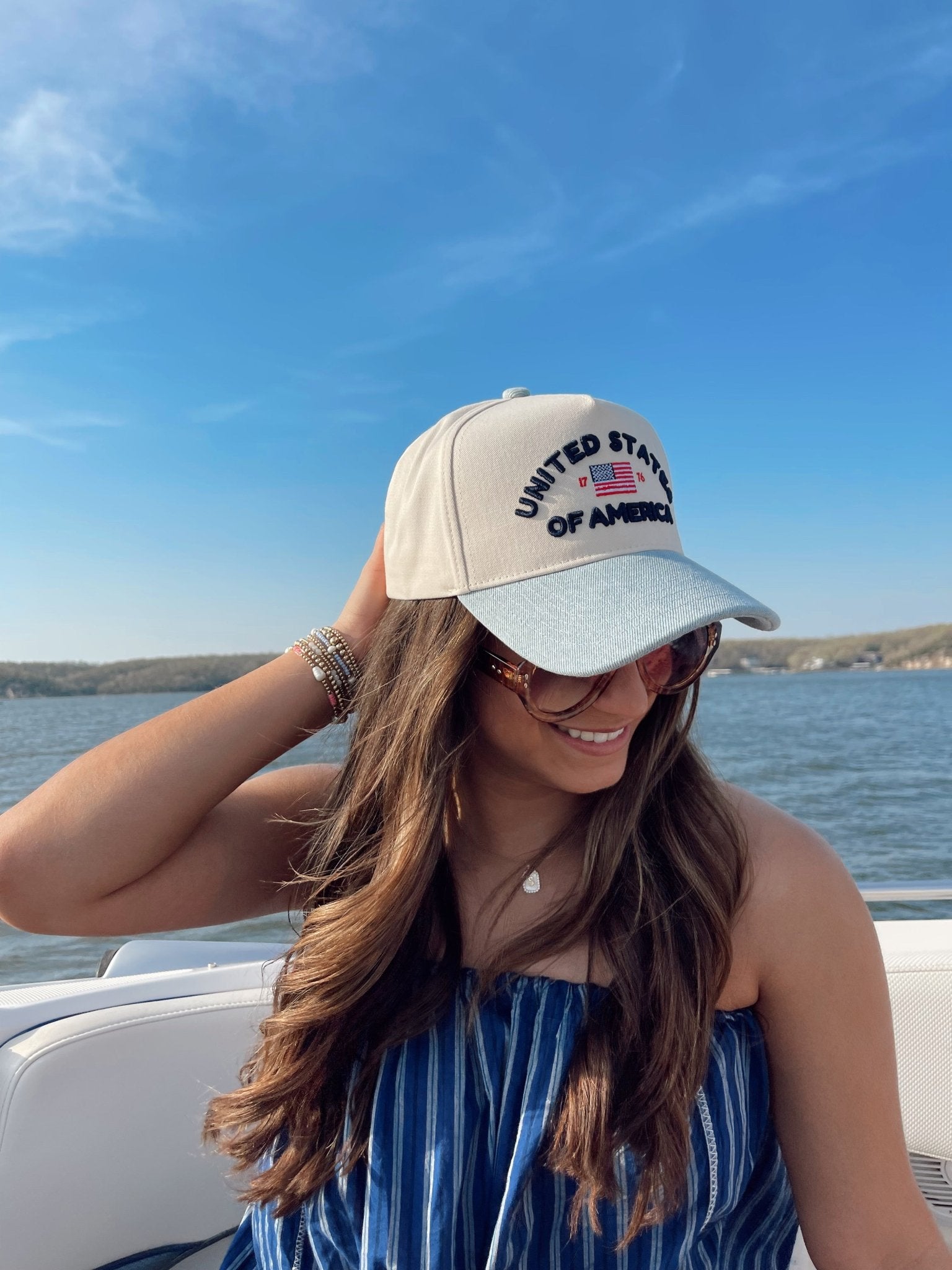 KenzKustomz United States of America - Denim Blue Vintage Trucker Hat