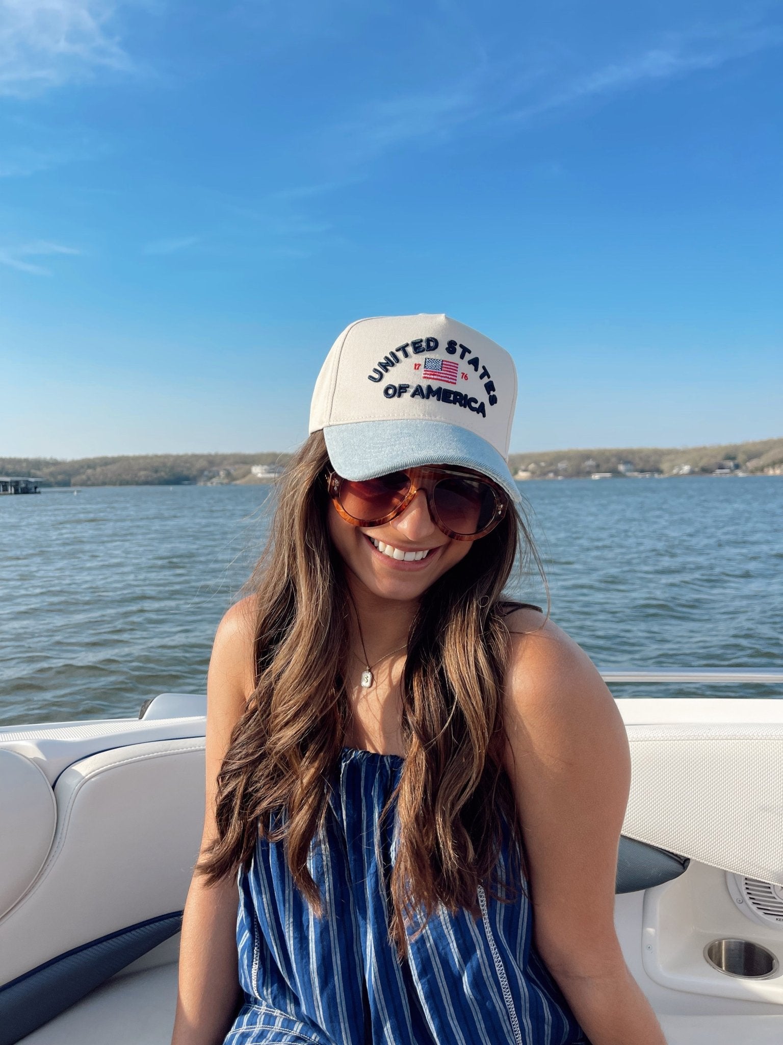 KenzKustomz United States of America - Denim Blue Vintage Trucker Hat