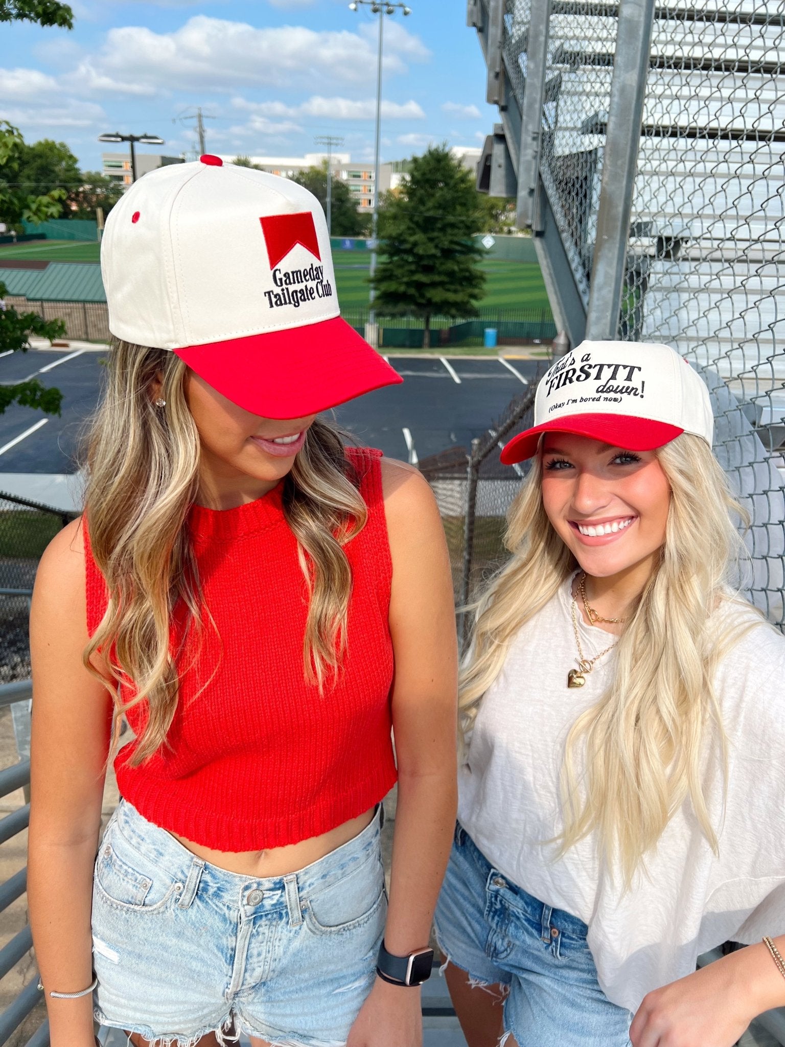 KenzKustomz That's a Firstttt Down Vintage Trucker Hat - Red