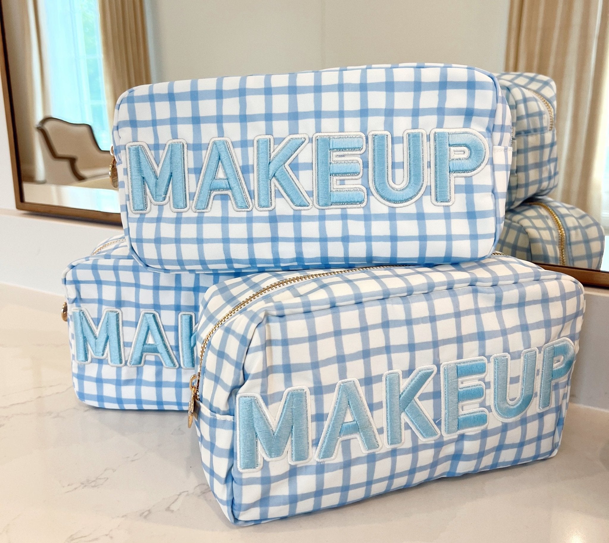 KenzKustomz Makeup - Blue Trellis Nylon Large Bag