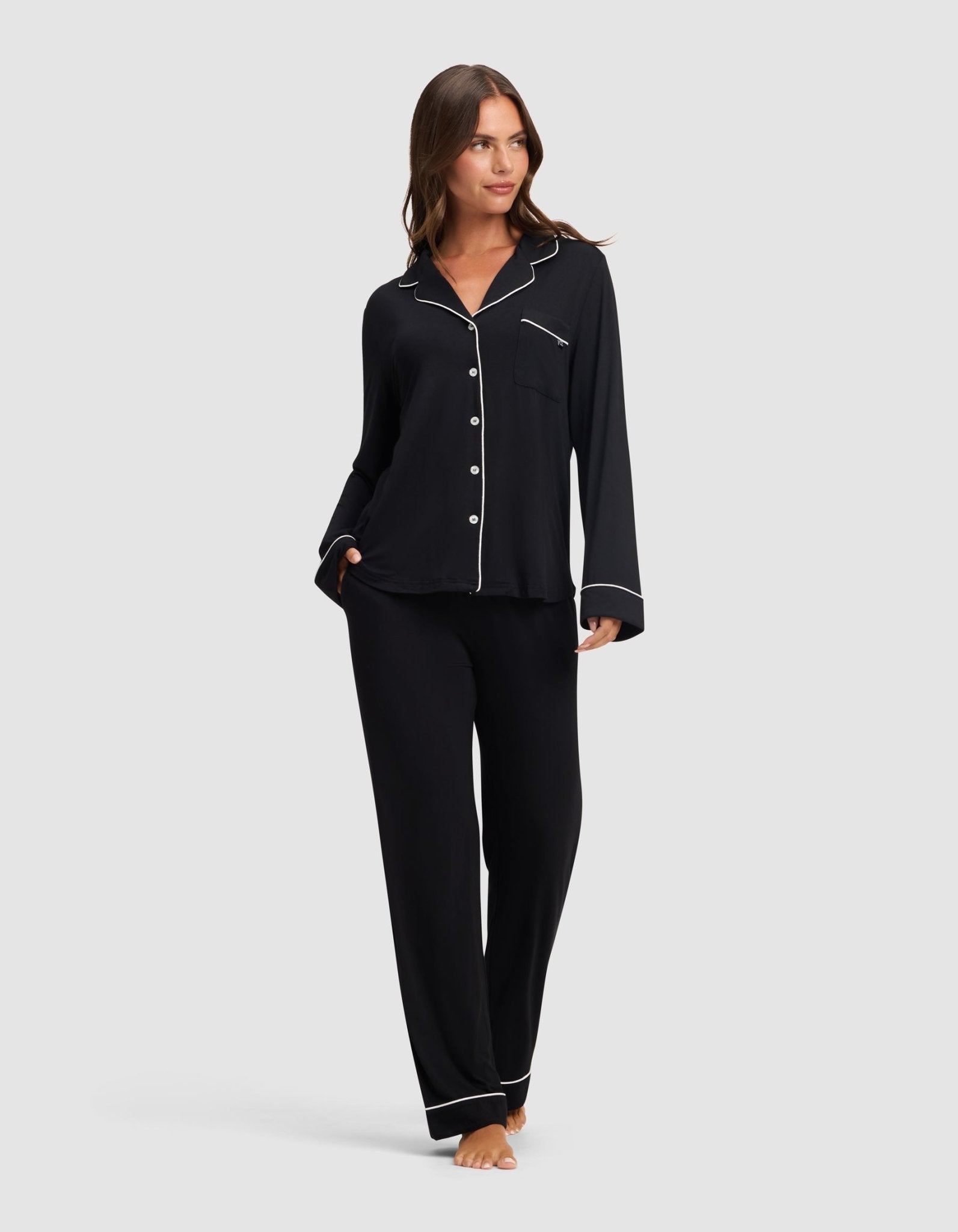 Cozy Earth Women's Bamboo Stretch - Knit Long Sleeve Pajama Set