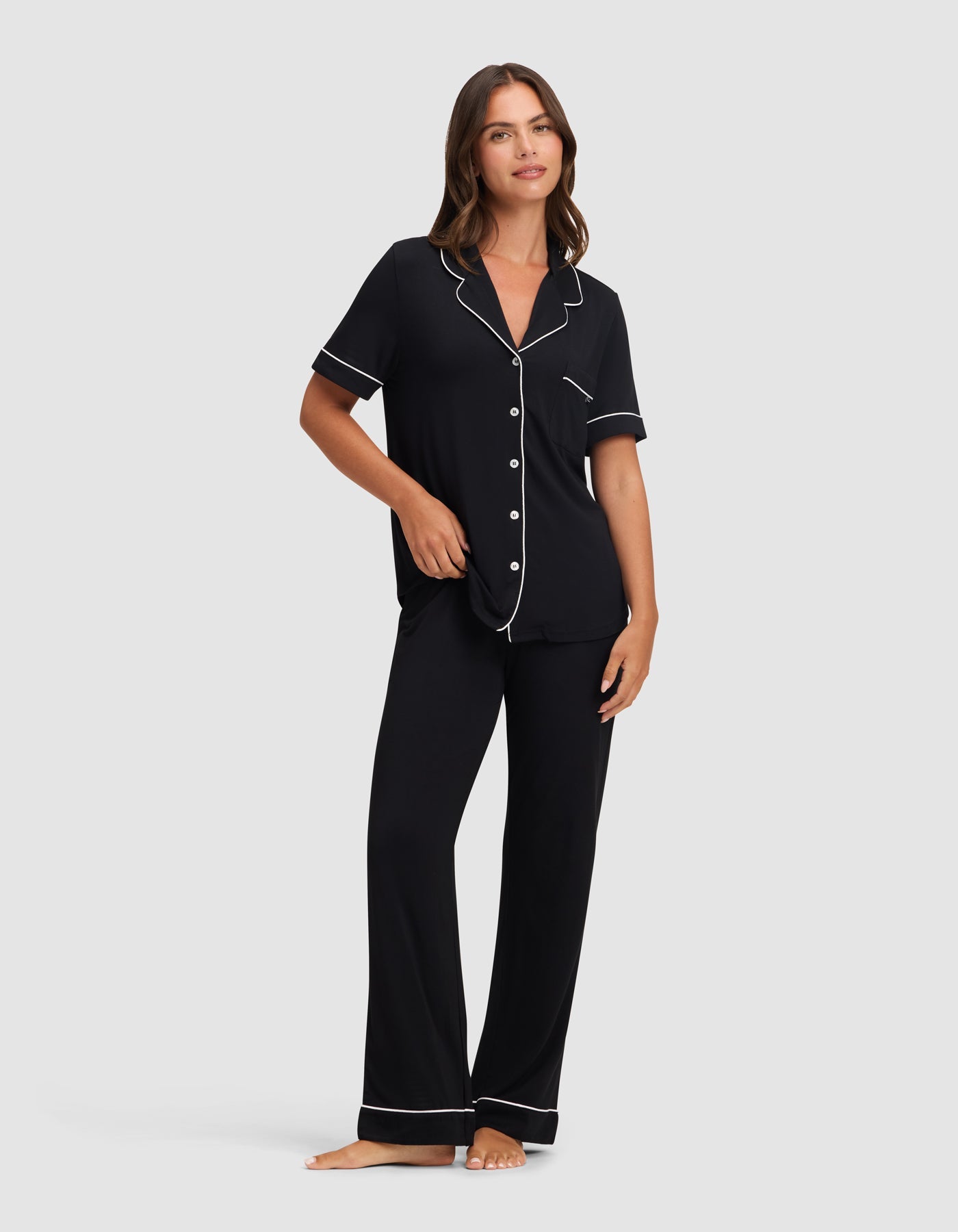 Women's Bamboo Stretch-Knit Short Sleeve & Pant Pajama Set