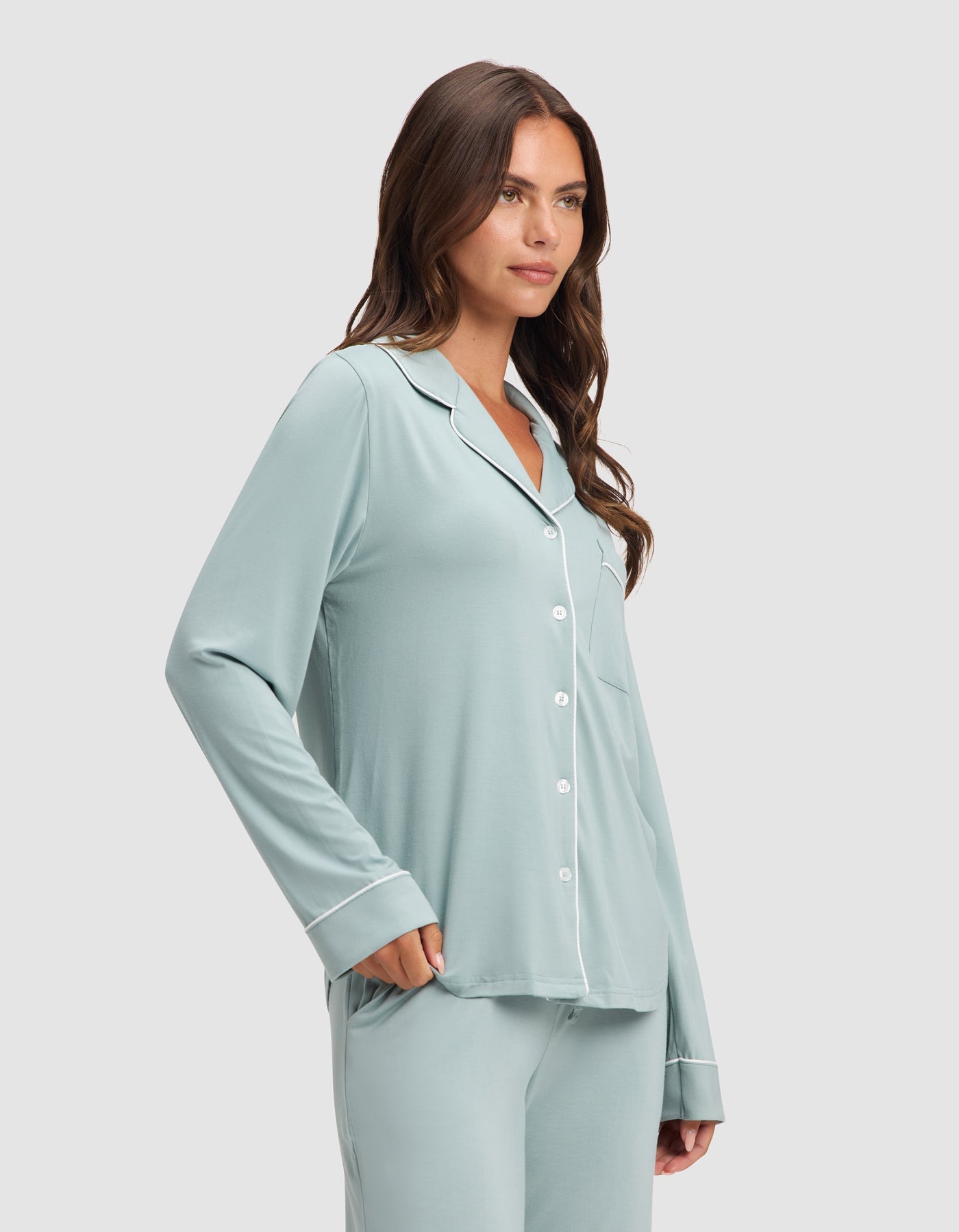 Cozy Earth Women's Bamboo Stretch - Knit Long Sleeve Pajama Set
