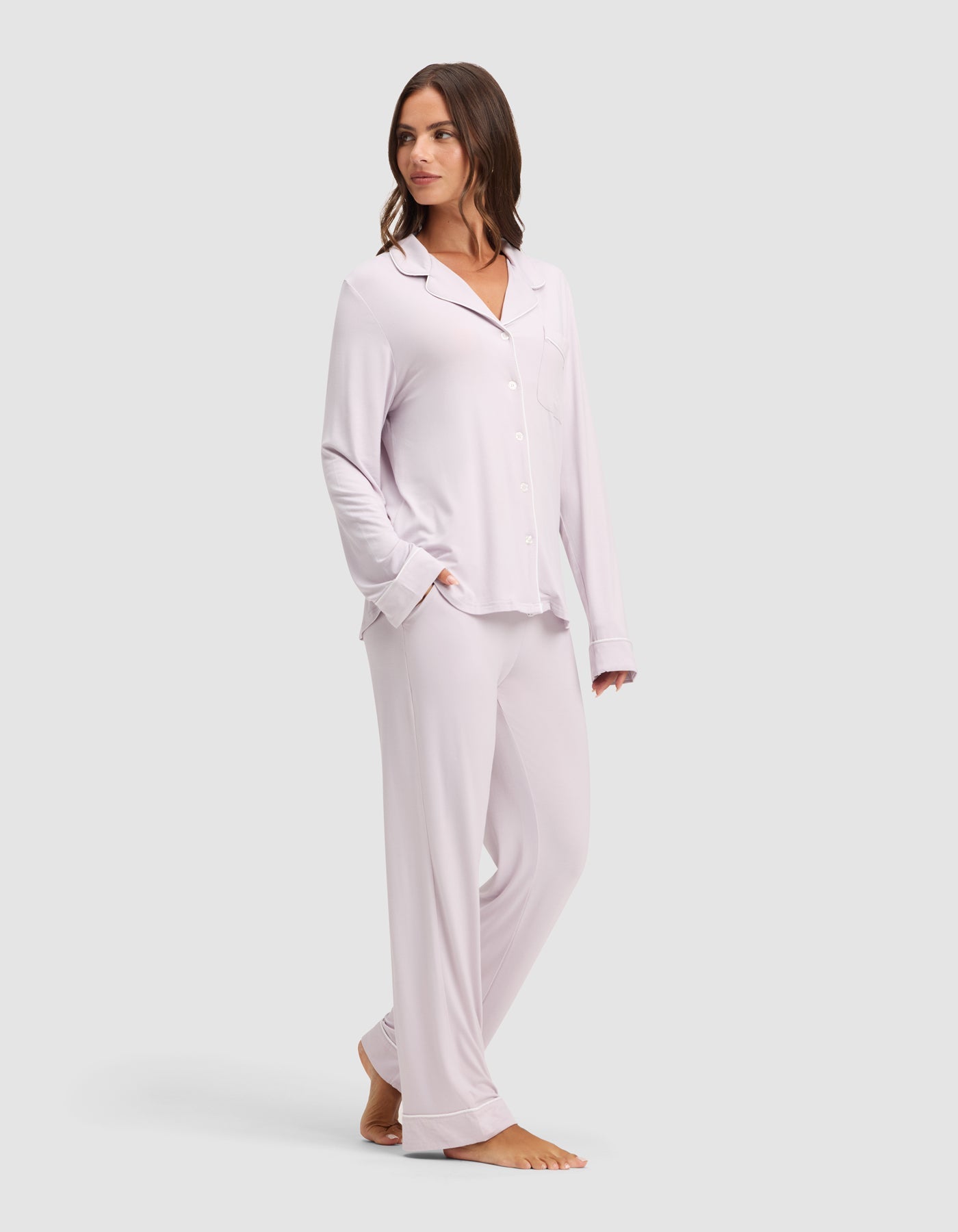 Cozy Earth Women's Bamboo Stretch - Knit Long Sleeve Pajama Set