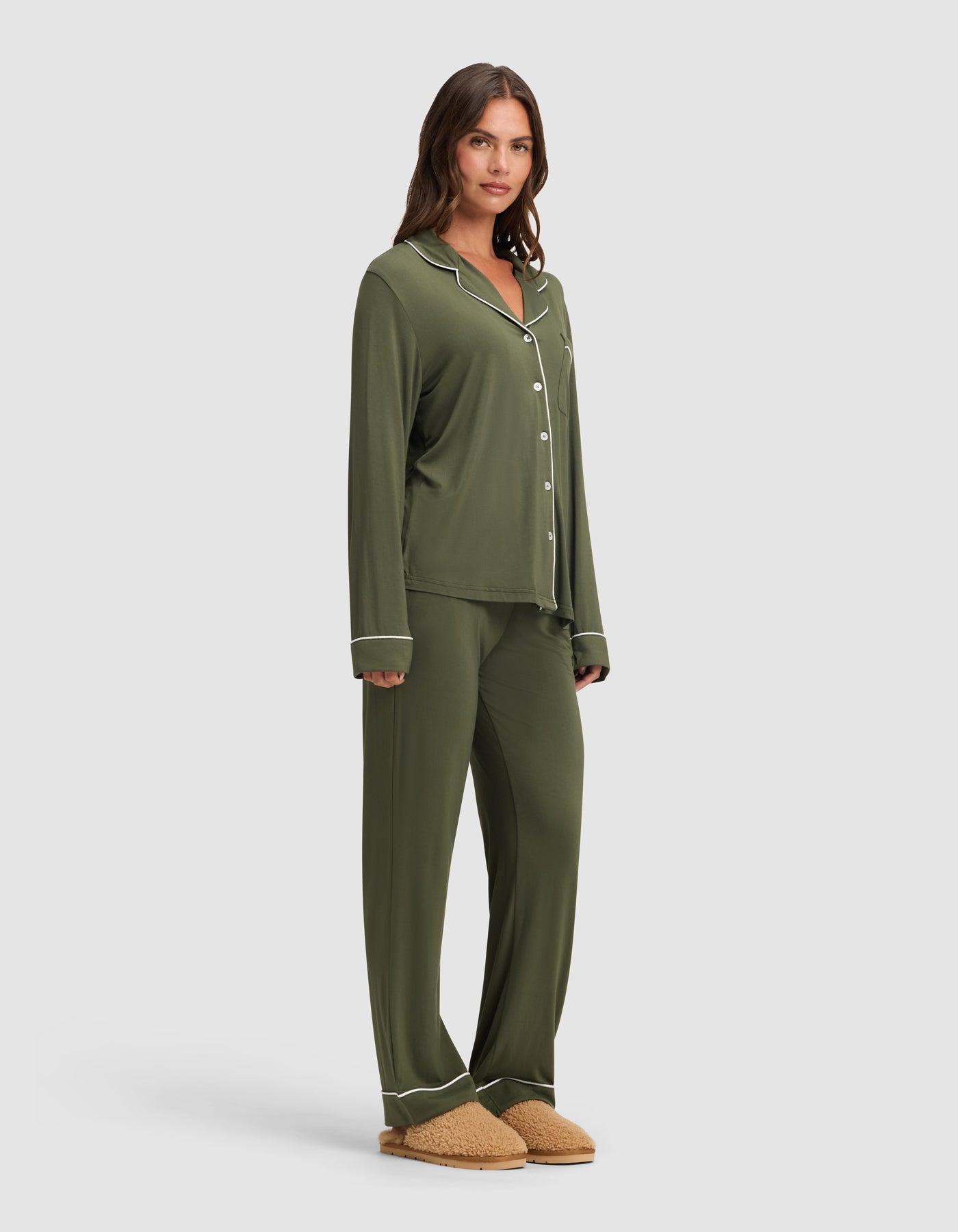 Cozy Earth Women's Bamboo Stretch - Knit Long Sleeve Pajama Set