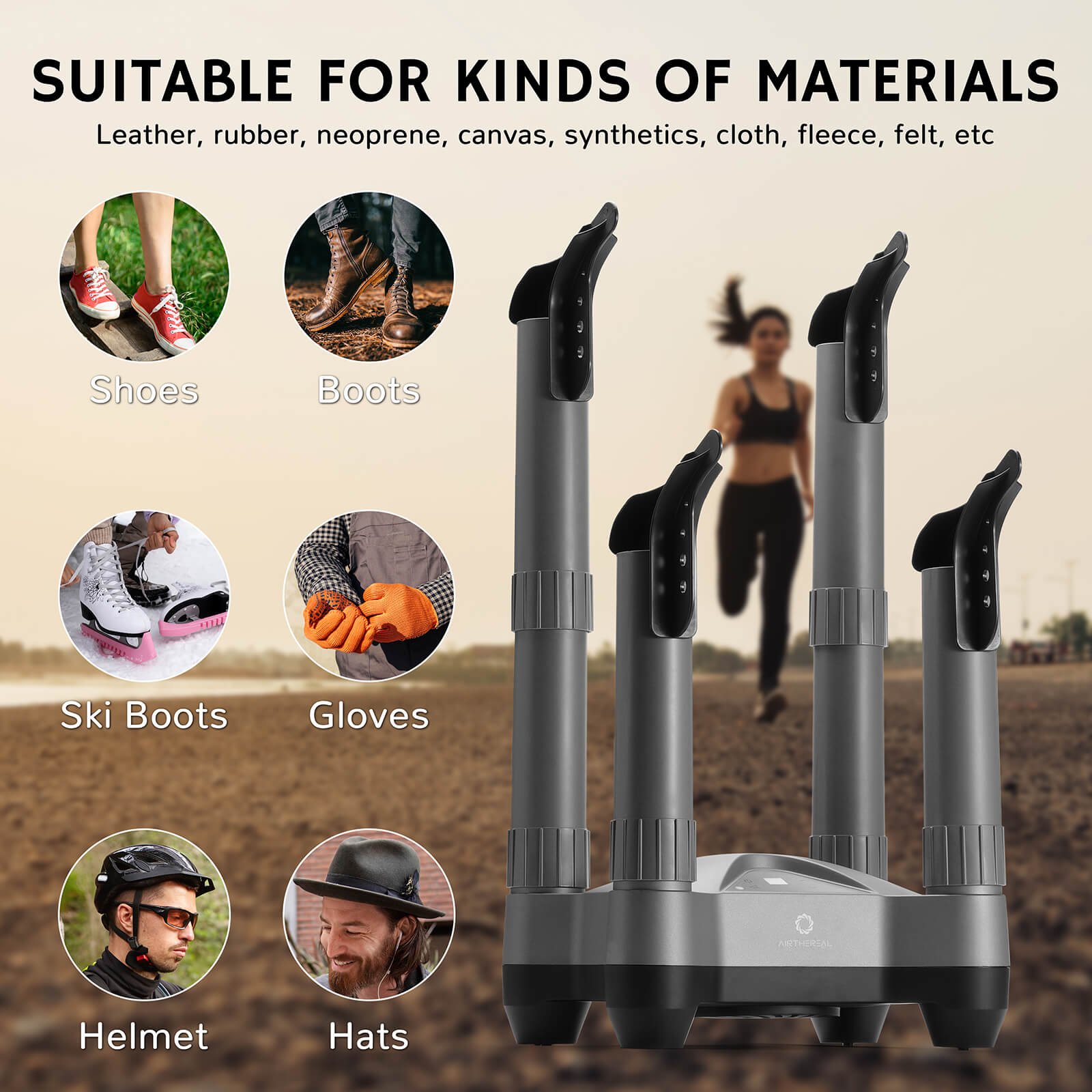 Airthereal SD20 Boot and Shoe Dryer and Deodorizer with Heat