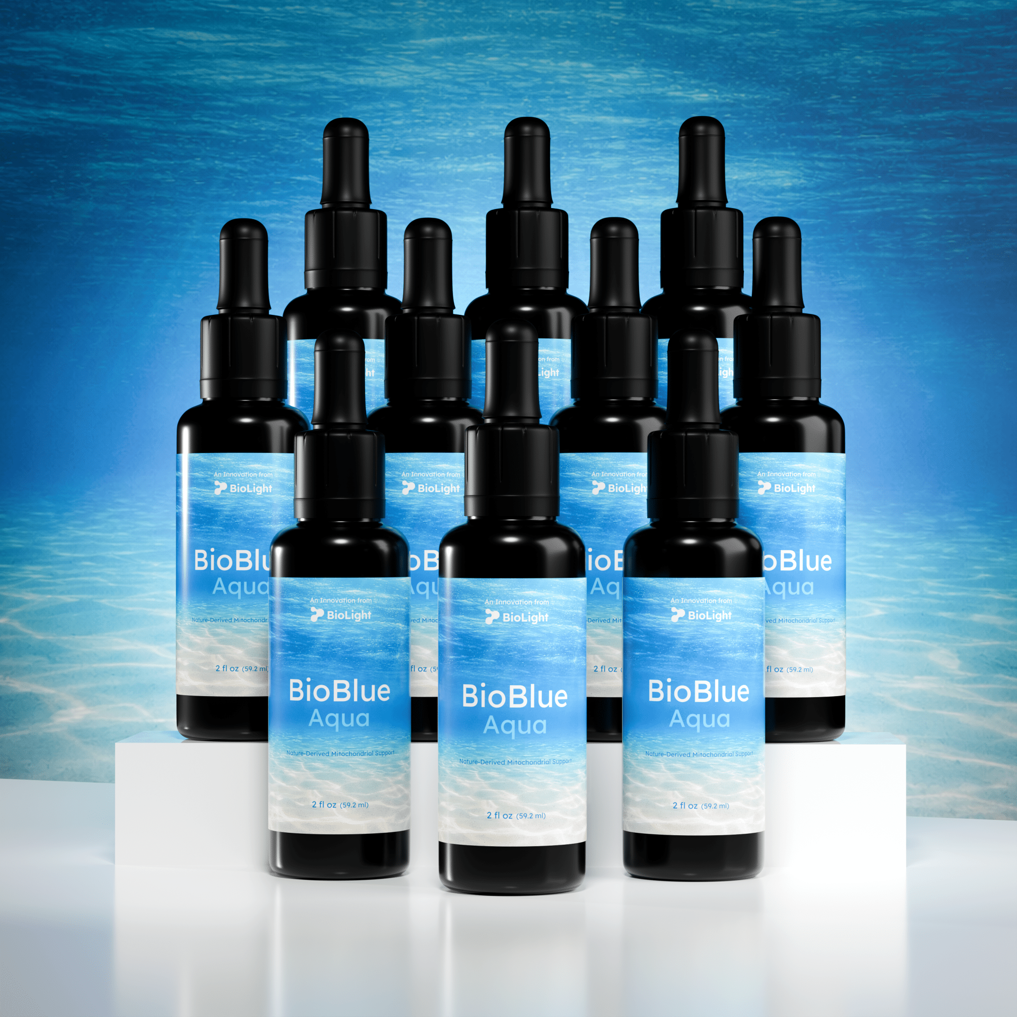 BioLight BioBlue Aqua | Nature - Derived Mitochondrial + Energy Support | Organic Blue Spirulina