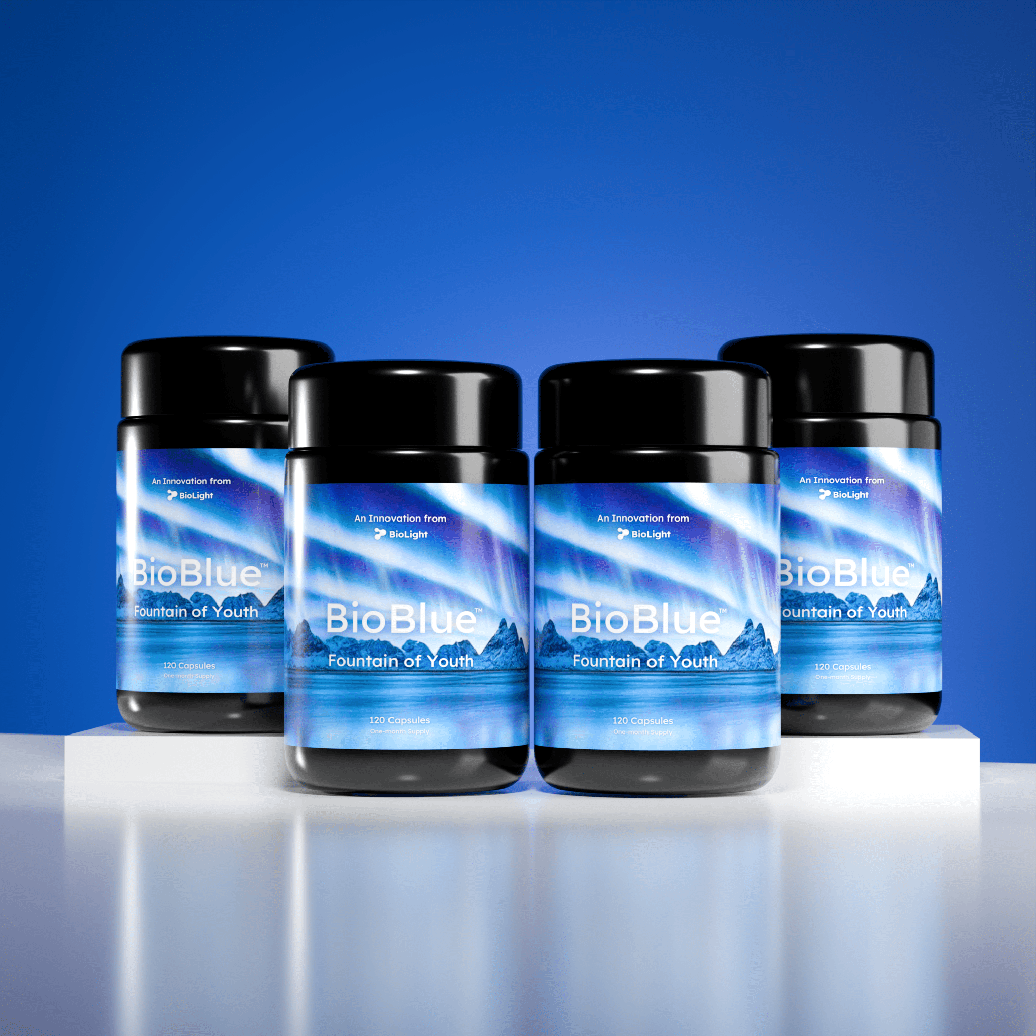 BioLight BioBlue Fountain of Youth Supplement | Mitochondrial Support with Methylene Blue & Mushrooms | Red Light Therapy Enhancer