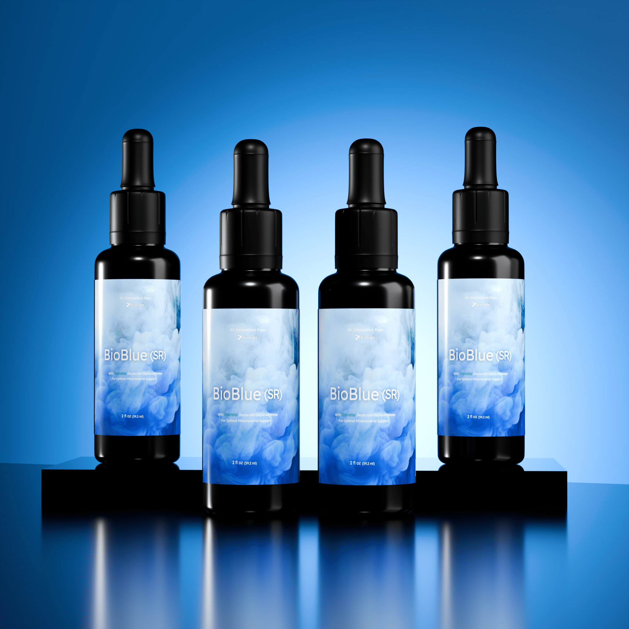 BioLight BioBlue (SR): 50/50 Blend | Sustained Release Mitochondrial Support | Made w/ Litewater Deuterium - Depleted Water | 1% Solution, USP Grade
