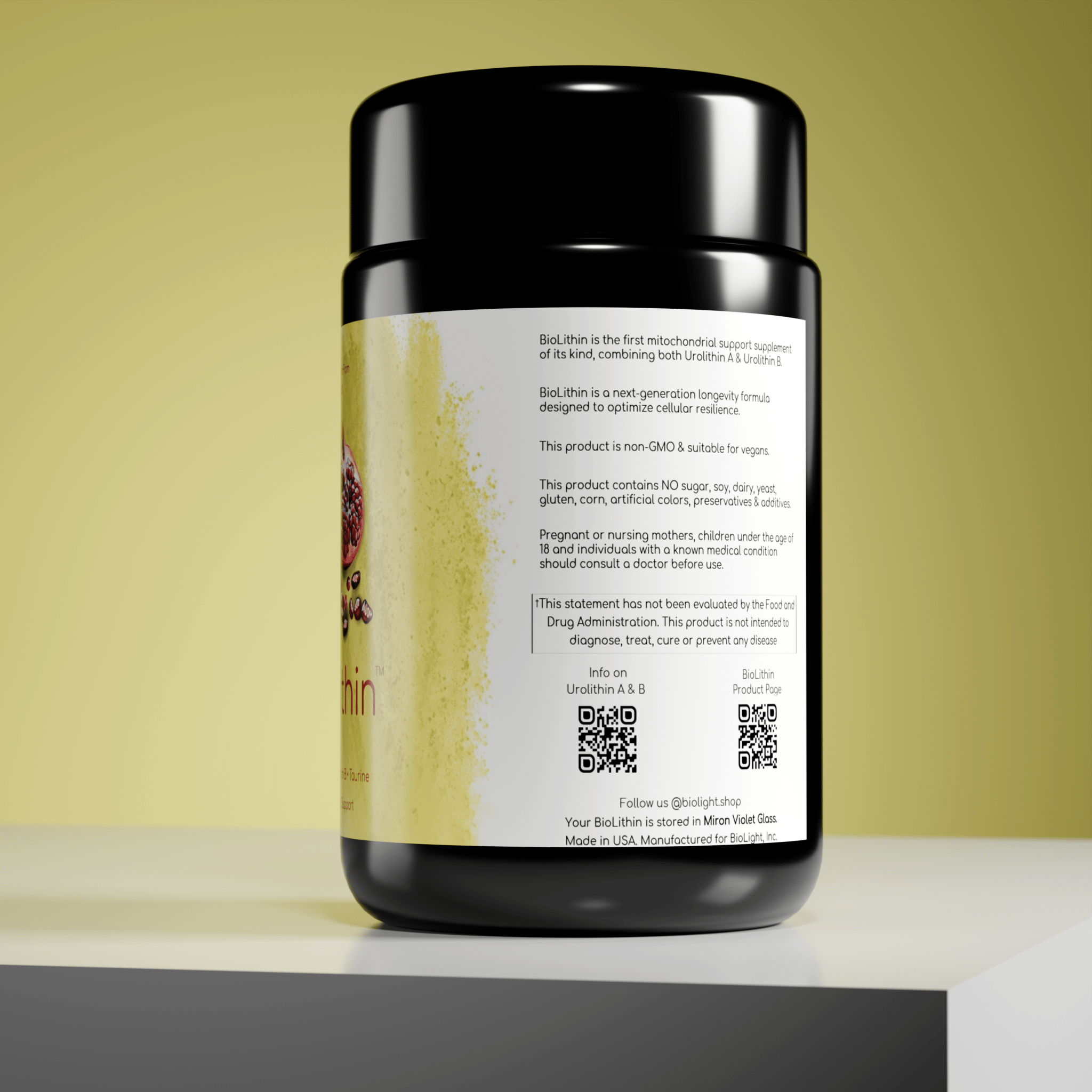 BioLight BioLithin: Urolithin A & B with Taurine for Optimal Mitochondrial Energy & Longevity Support