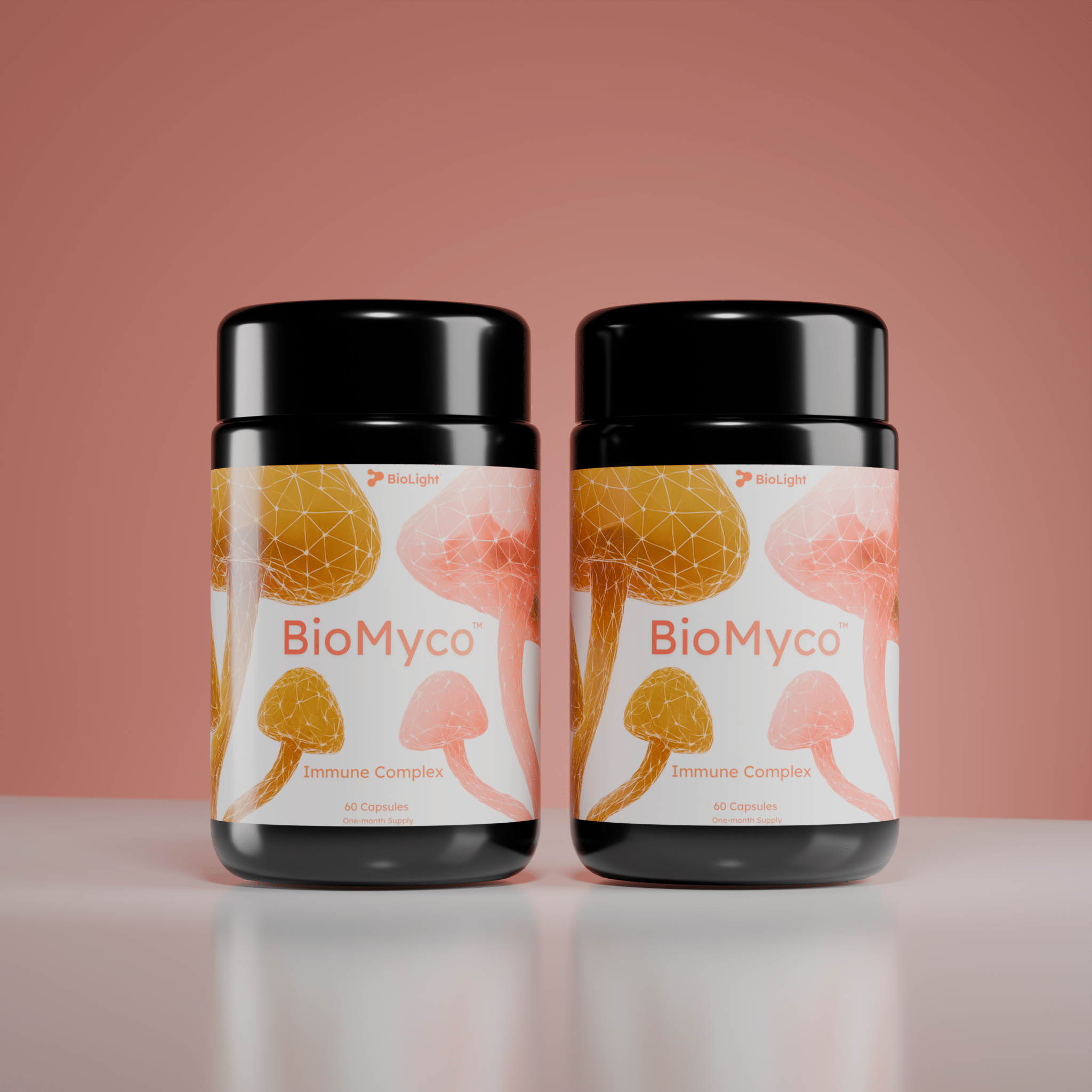 BioLight BioMyco Immune Complex | Organic Mushroom Blend for Immune Support | Chaga, Maitake, Reishi, Shiitake & Turkey Tail | 60 Capsules, 1 - Month Supply