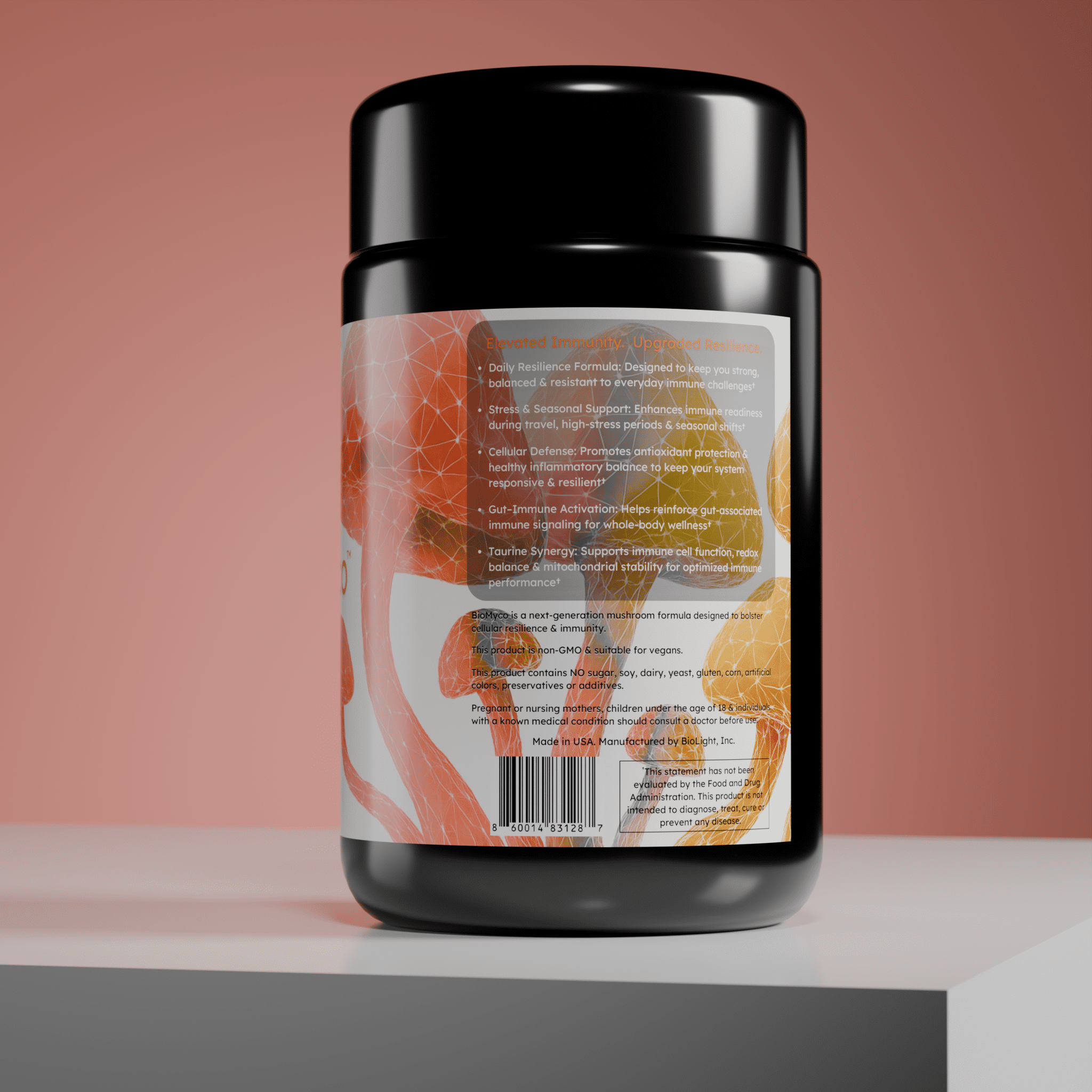 BioLight BioMyco Immune Complex | Organic Mushroom Blend for Immune Support | Chaga, Maitake, Reishi, Shiitake & Turkey Tail | 60 Capsules, 1 - Month Supply