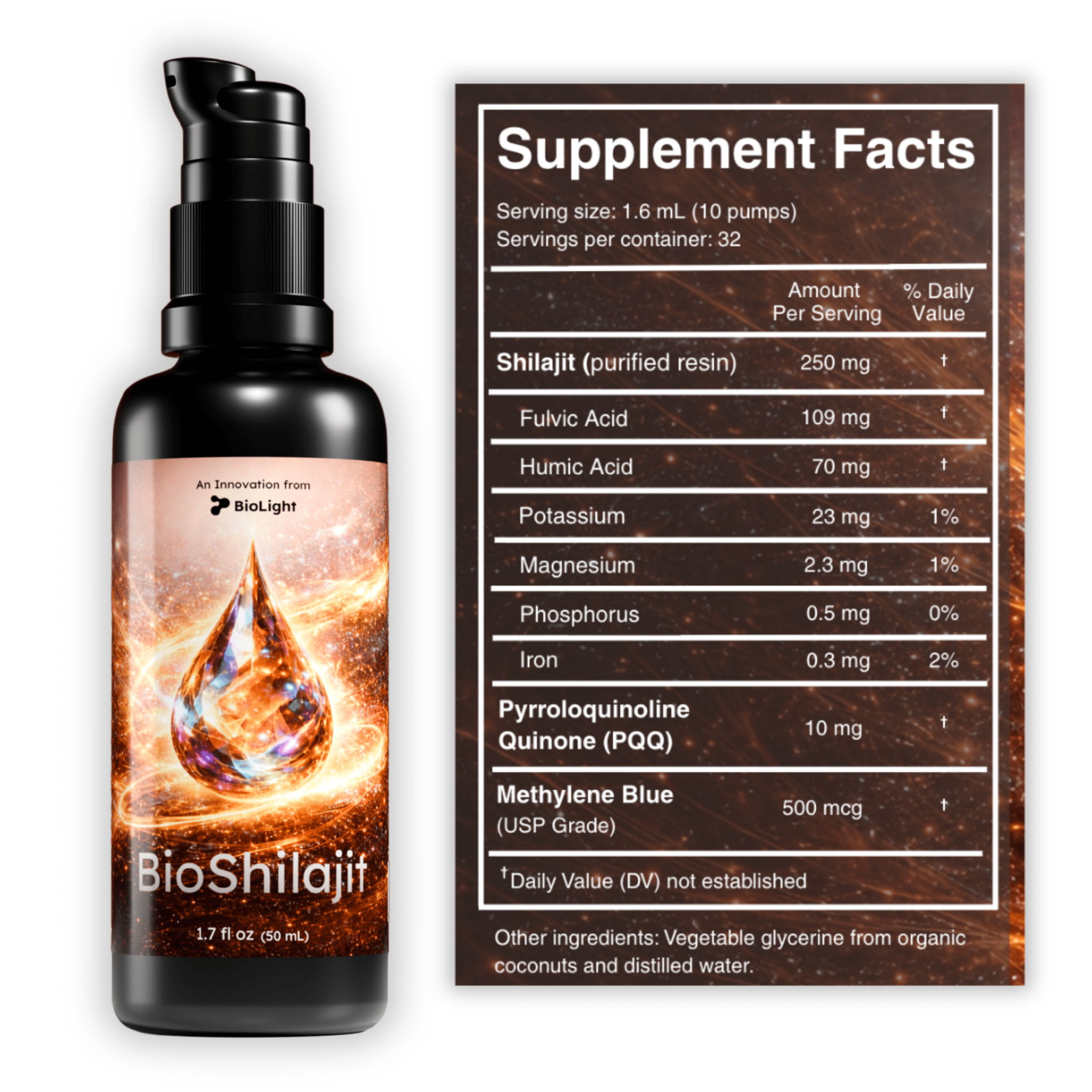 BioLight BioShilajit | Premium Liquid Shilajit + PQQ + Methylene Blue for Mitochondrial Support & Cellular Energy
